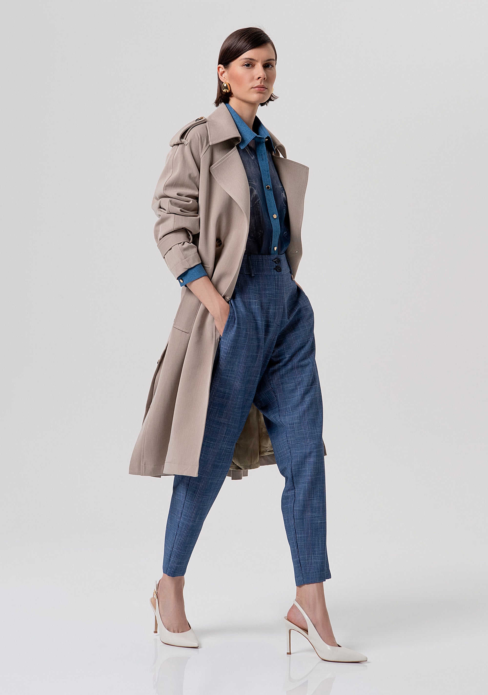 Giacca regular modello trench lungo FR26SC7002W45901-F84 Fracomina