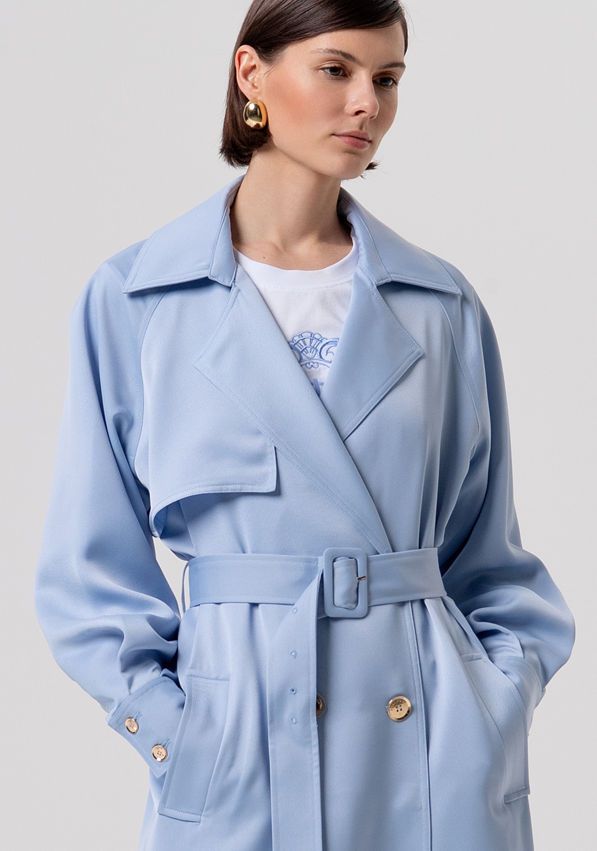 Giacca regular modello trench lungo in raso FR26SC7003W41101-175 Fracomina