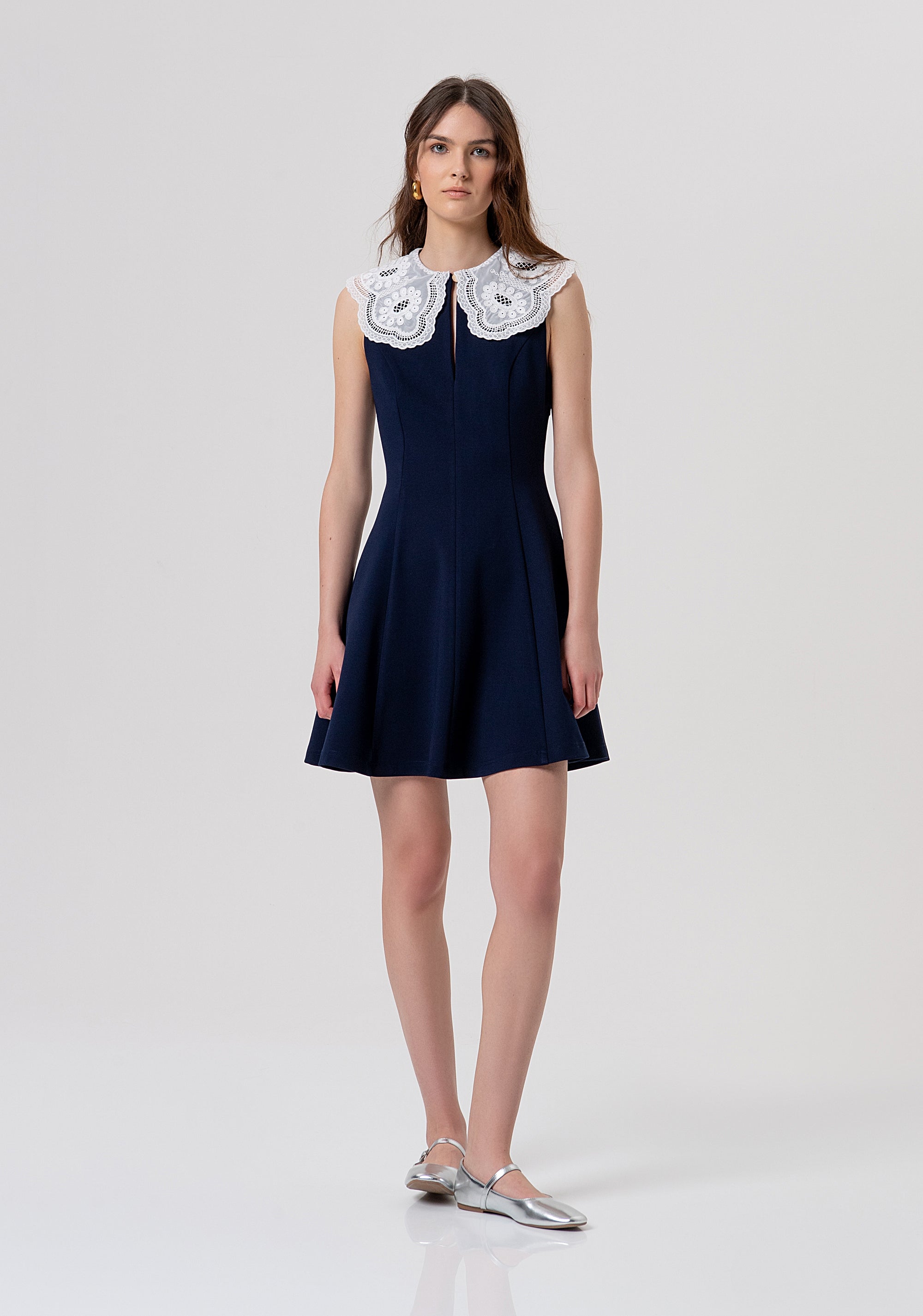 Abito senza maniche con colletto in pizzo FR26SD1005W71601-968 Fracomina