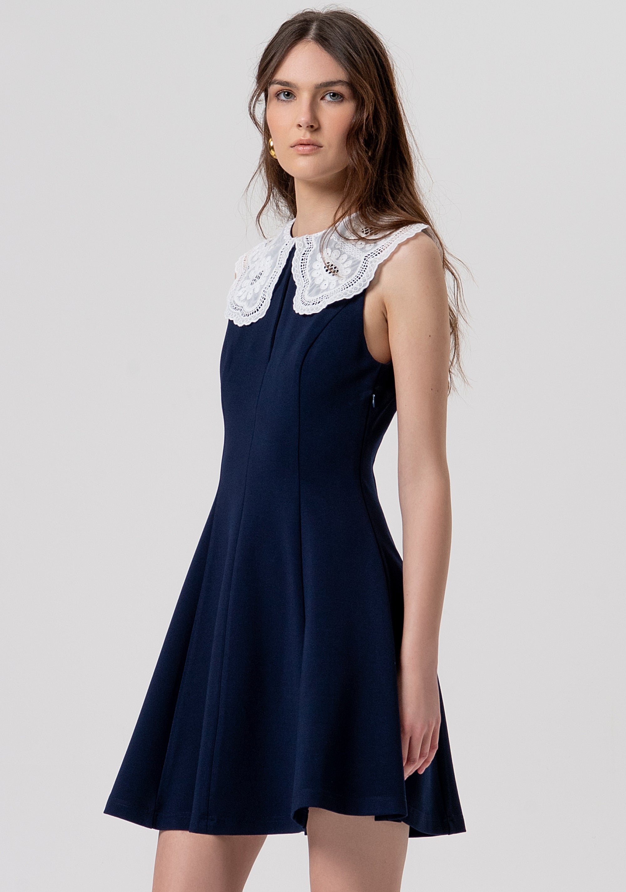 Abito senza maniche con colletto in pizzo FR26SD1005W71601-968 Fracomina