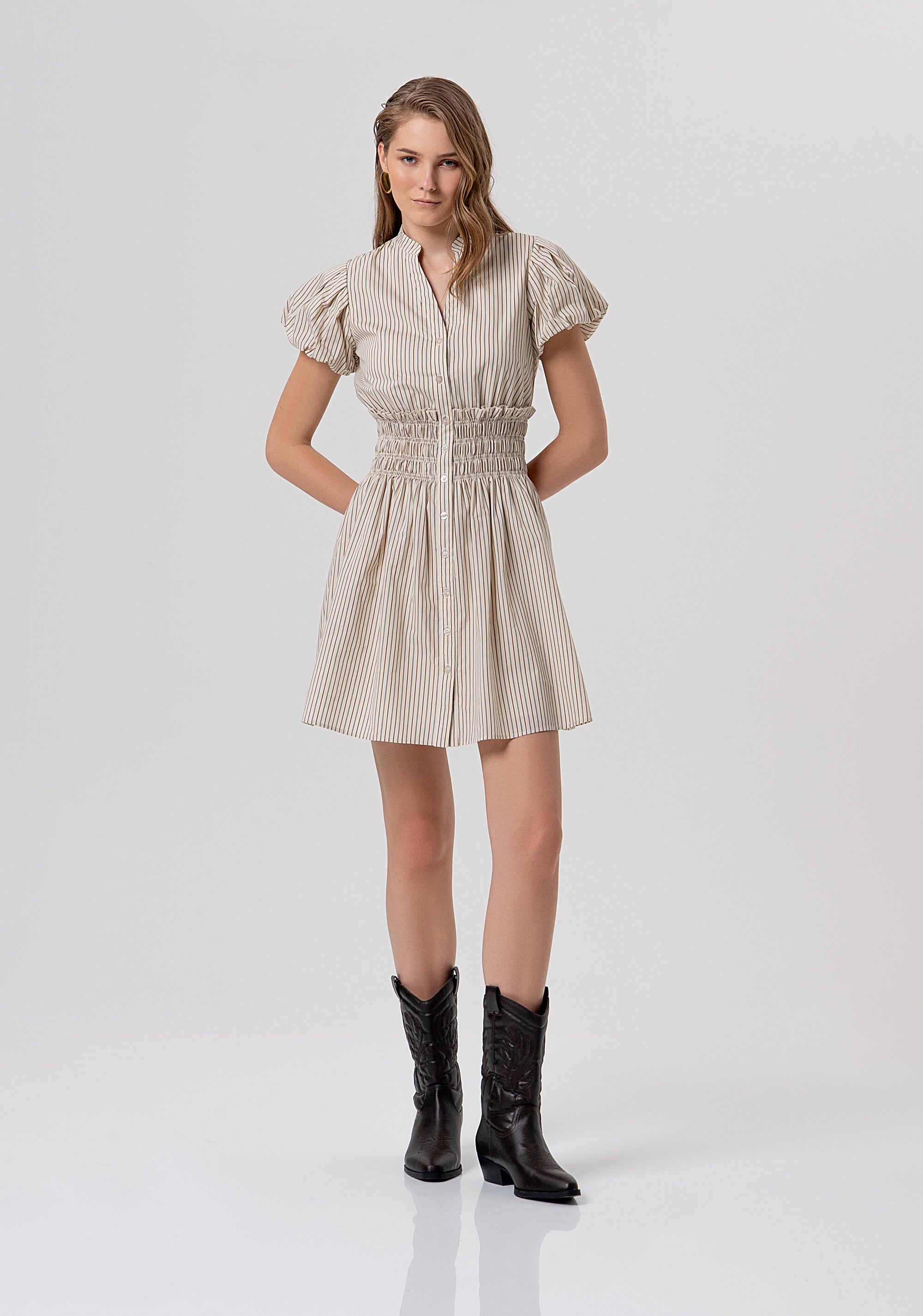 Abito regular mini in cotone a righe FR26SD1007W513N8-508 Fracomina