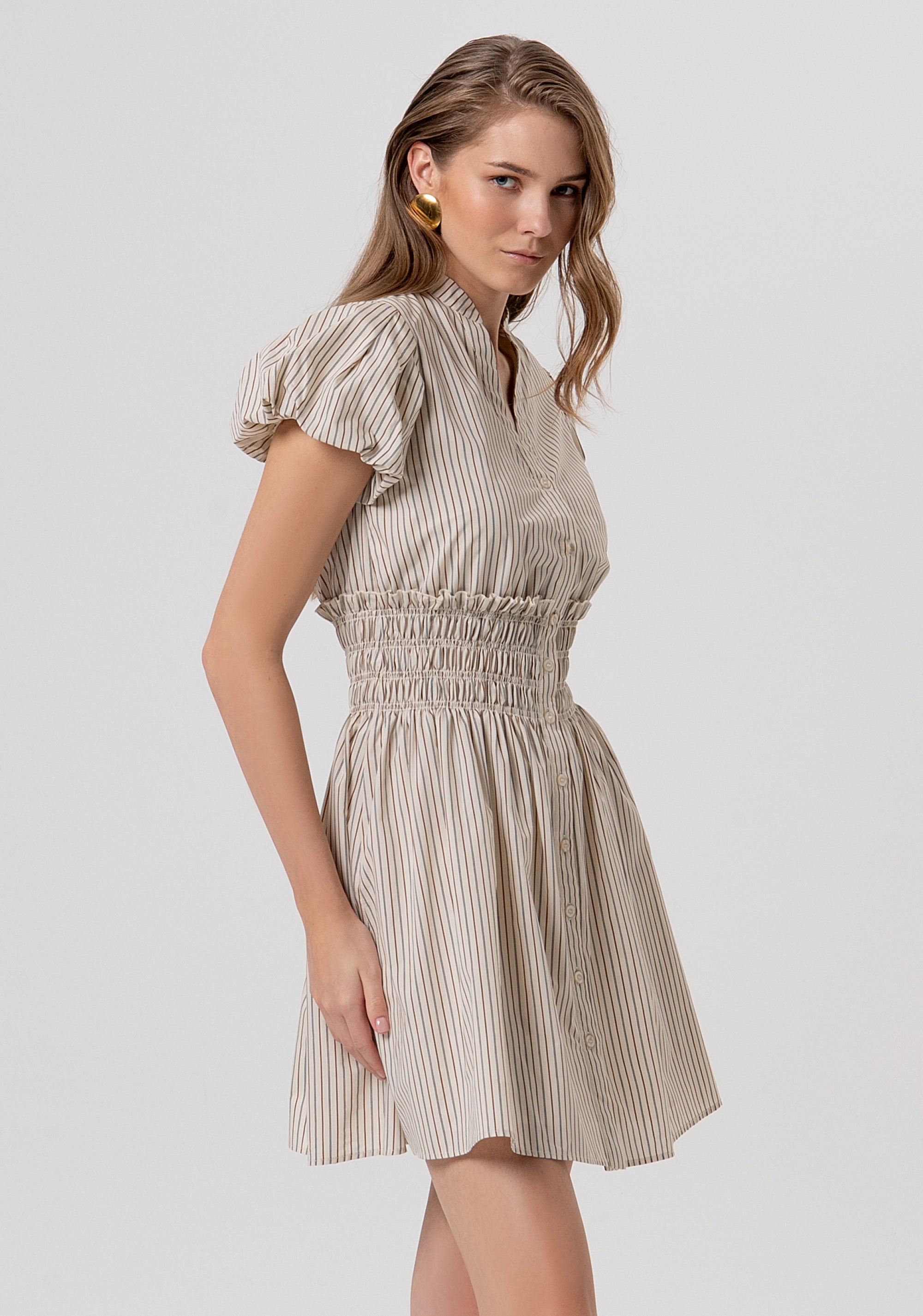 Abito regular mini in cotone a righe FR26SD1007W513N8-508 Fracomina