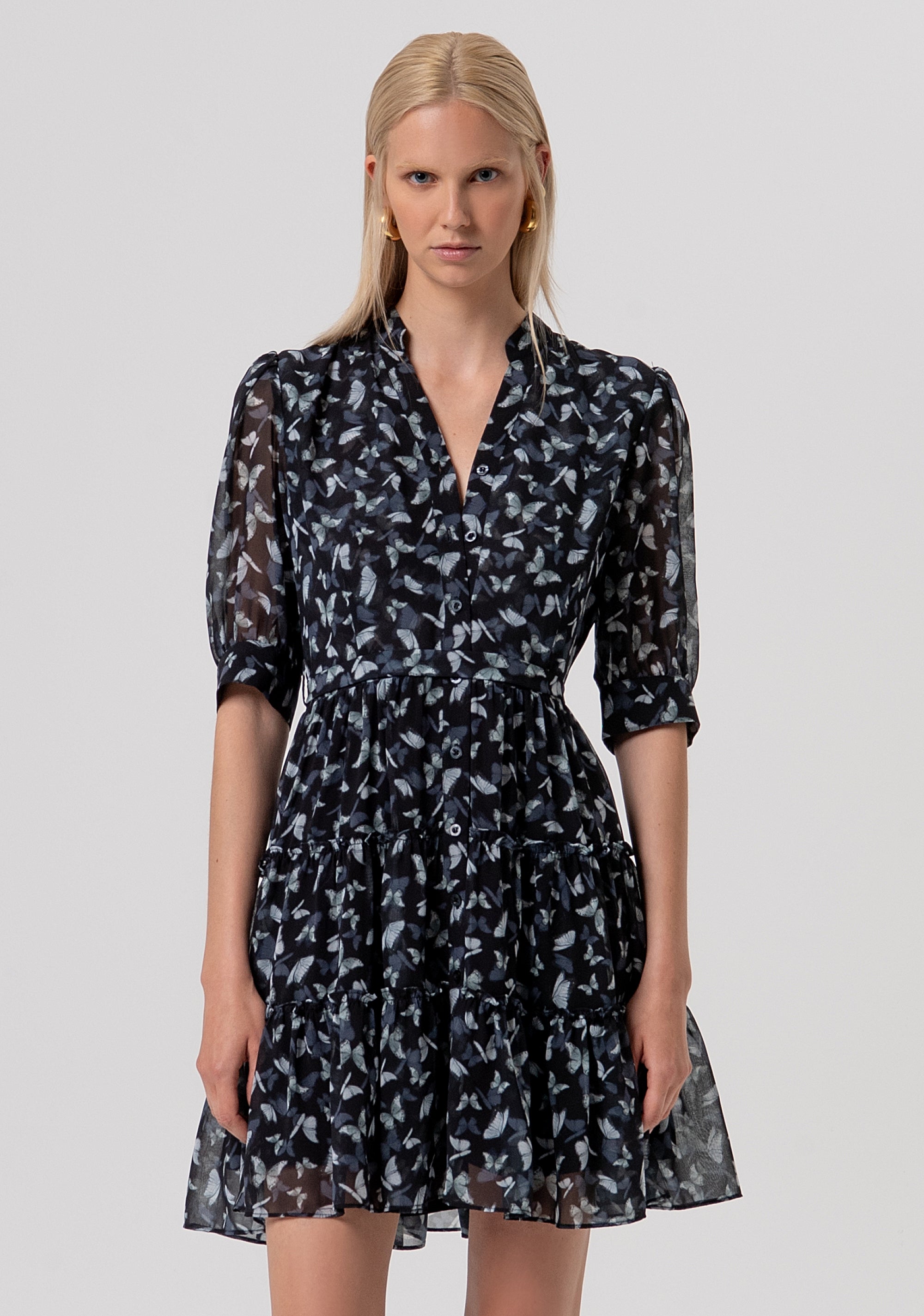 Abito regular modello chemisier in georgette con fantasia floreale FR26SD1035W412W6-054 Fracomina