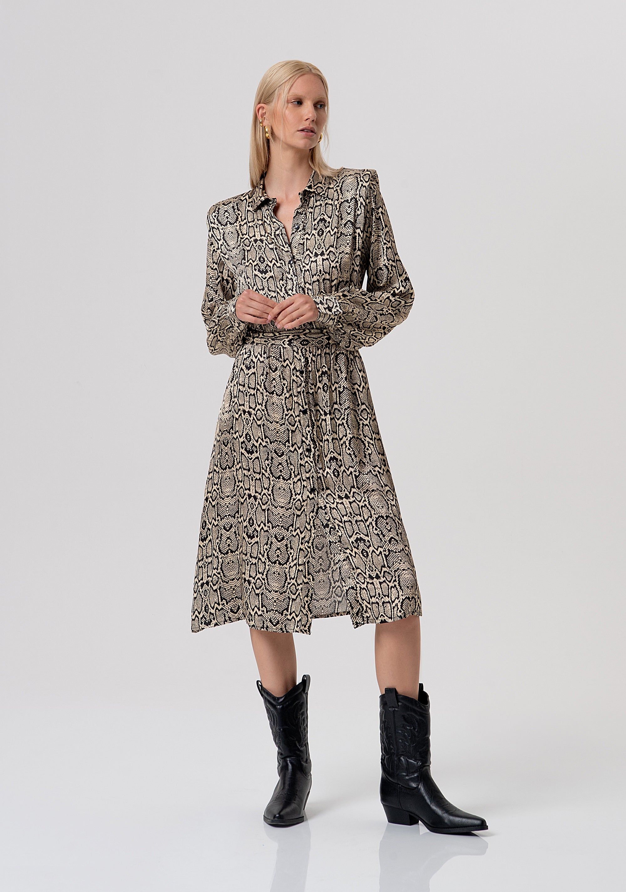 Abito regular modello chemisier midi in fantasia animalier FR26SD2011W413L7-F64 Fracomina