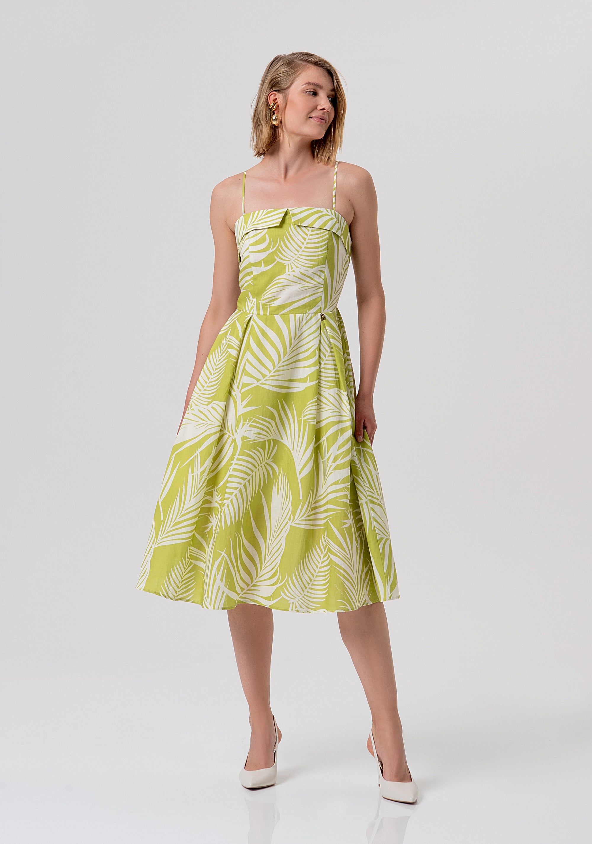 Abito senza maniche midi in fantasia foglie FR26SD2020W835R8-M36 Fracomina