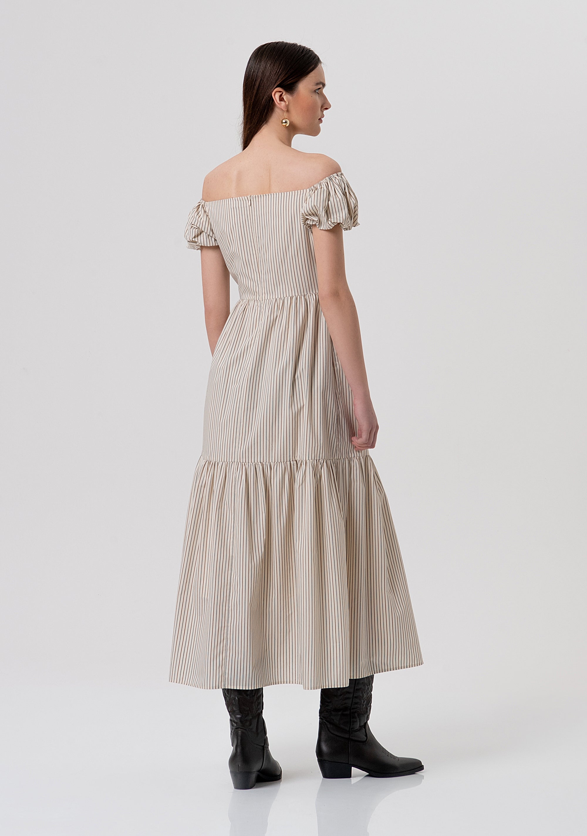 Abito regular lungo in cotone a righe FR26SD3004W513N8-508 Fracomina