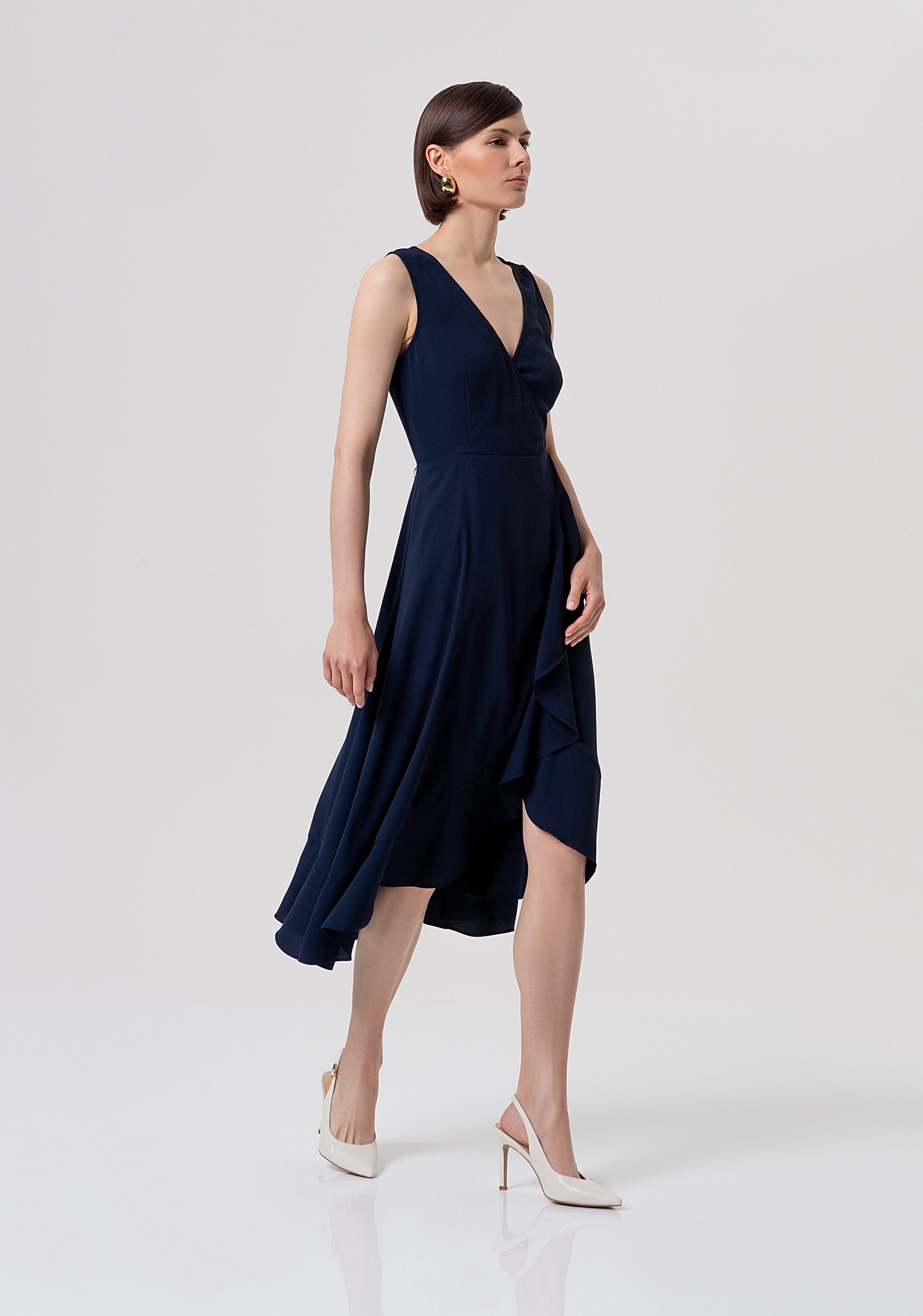 Abito senza maniche a portafoglio midi FR26SD3015W46001-117 Fracomina