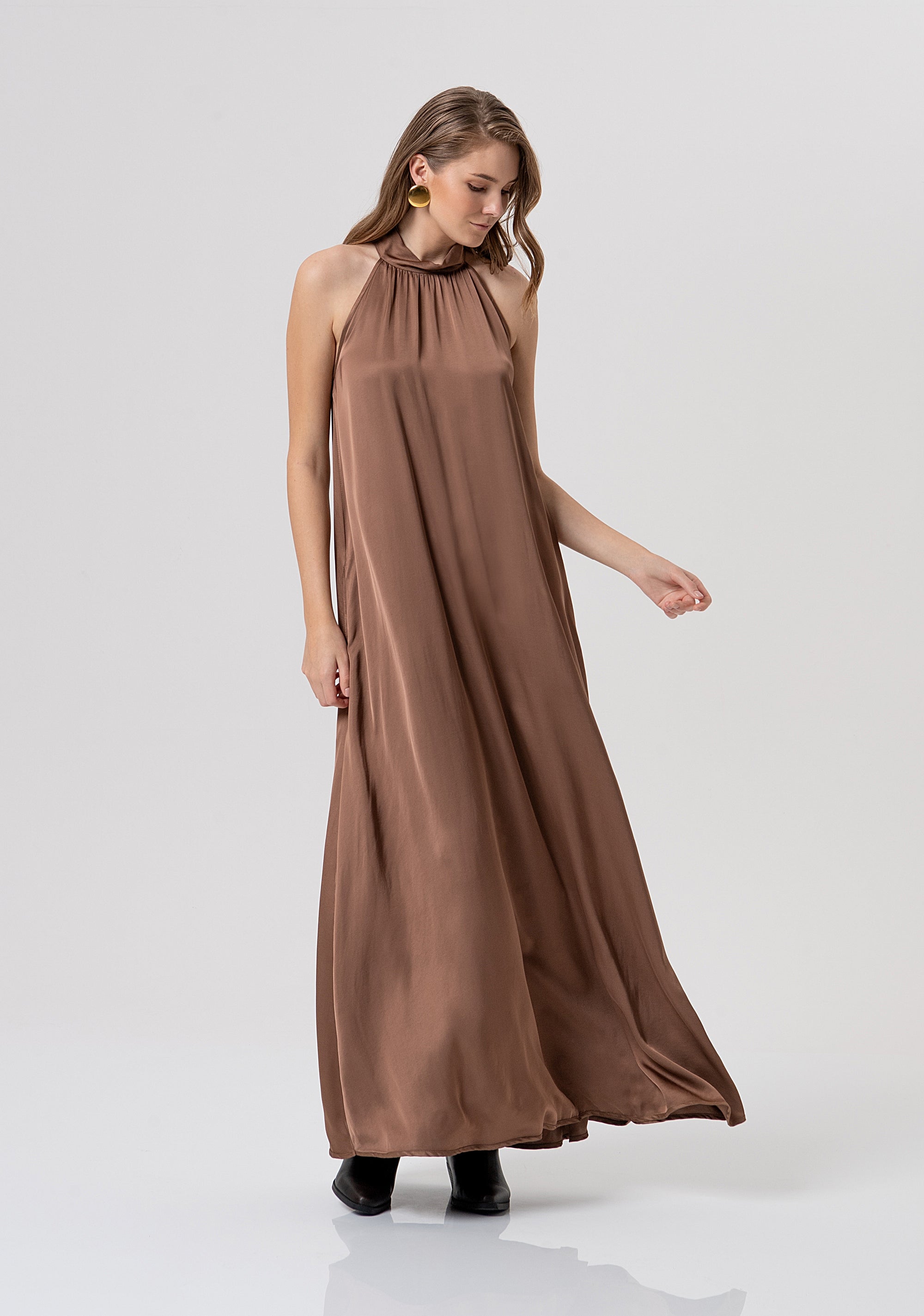 Abito senza maniche linea ad A in raso di viscosa FR26SD3016W41301-M07 Fracomina