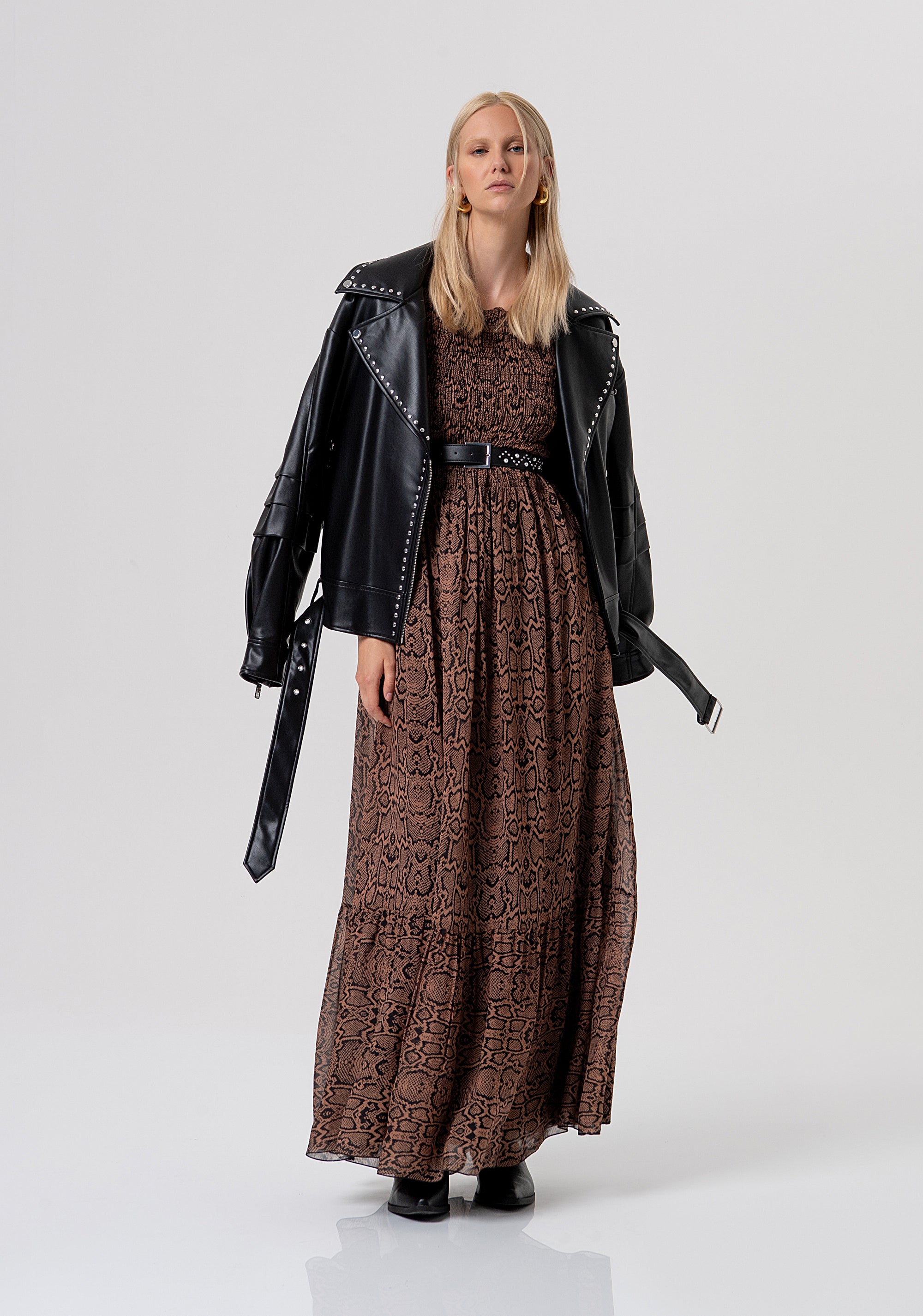 Abito regular lungo in viscosa con stampa animalier FR26SD3017W428L7-M26 Fracomina