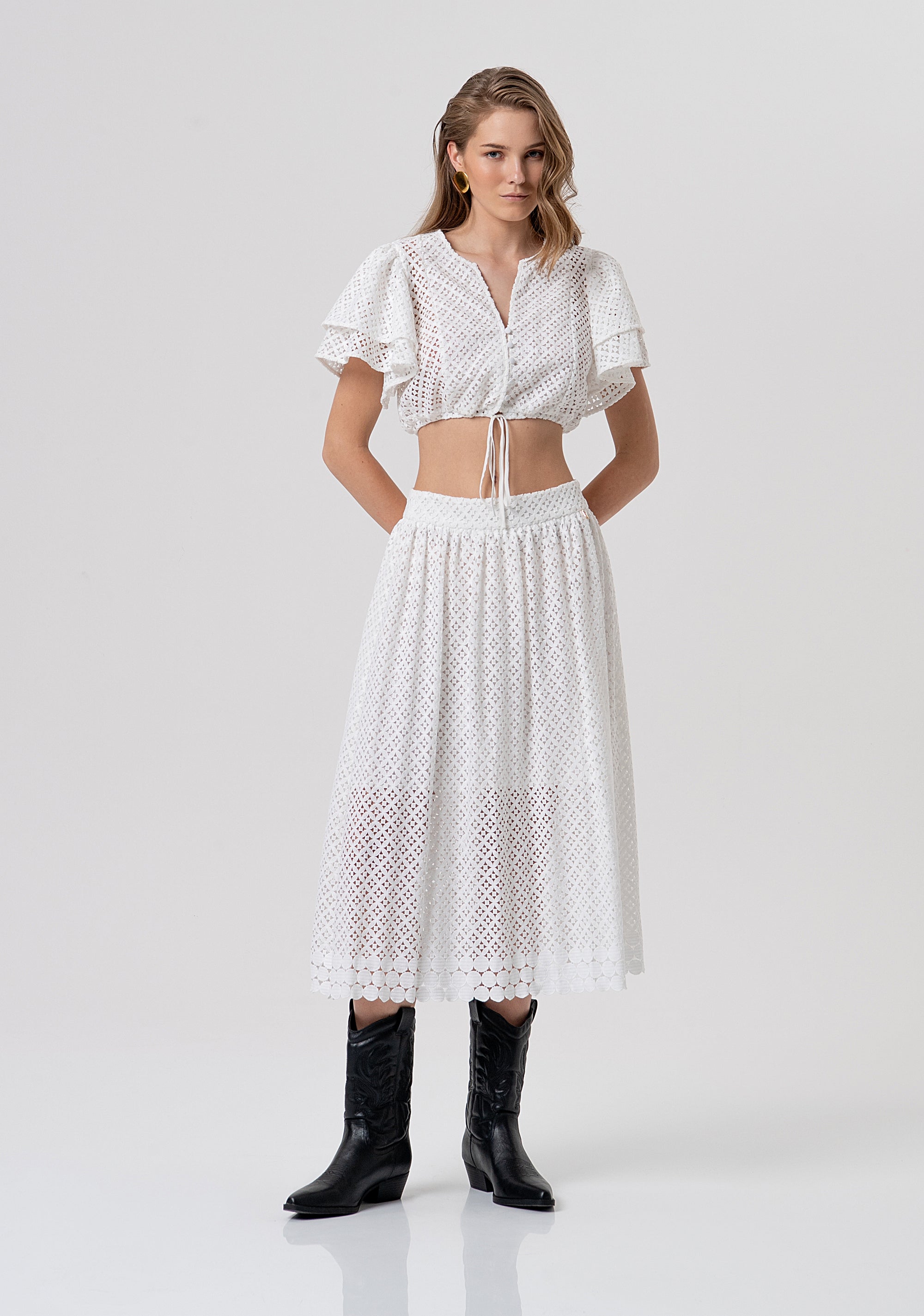 Gonna flare midi in pizzo FR26SG2006W62501-108 Fracomina