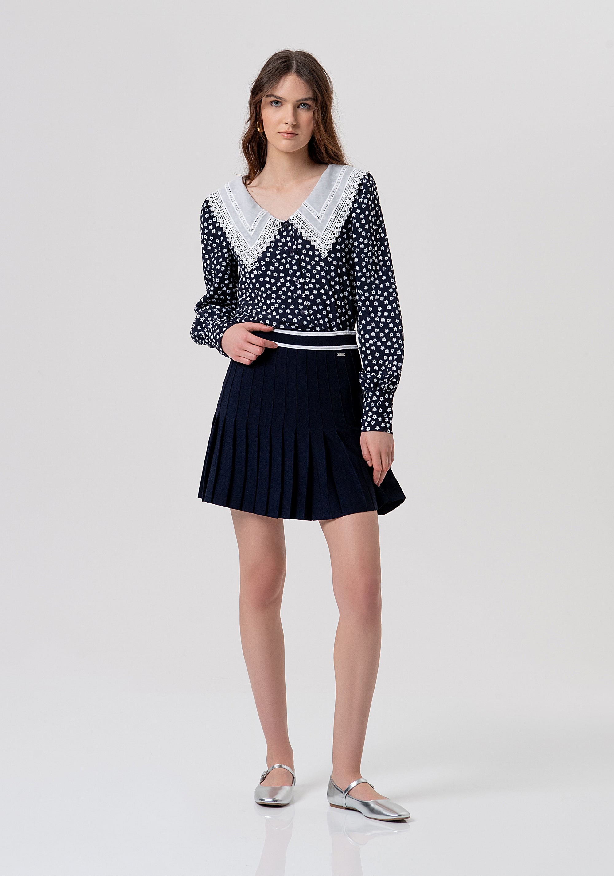 Gonna flare mini in maglia plissettata FR26SG4002K41601-968 Fracomina