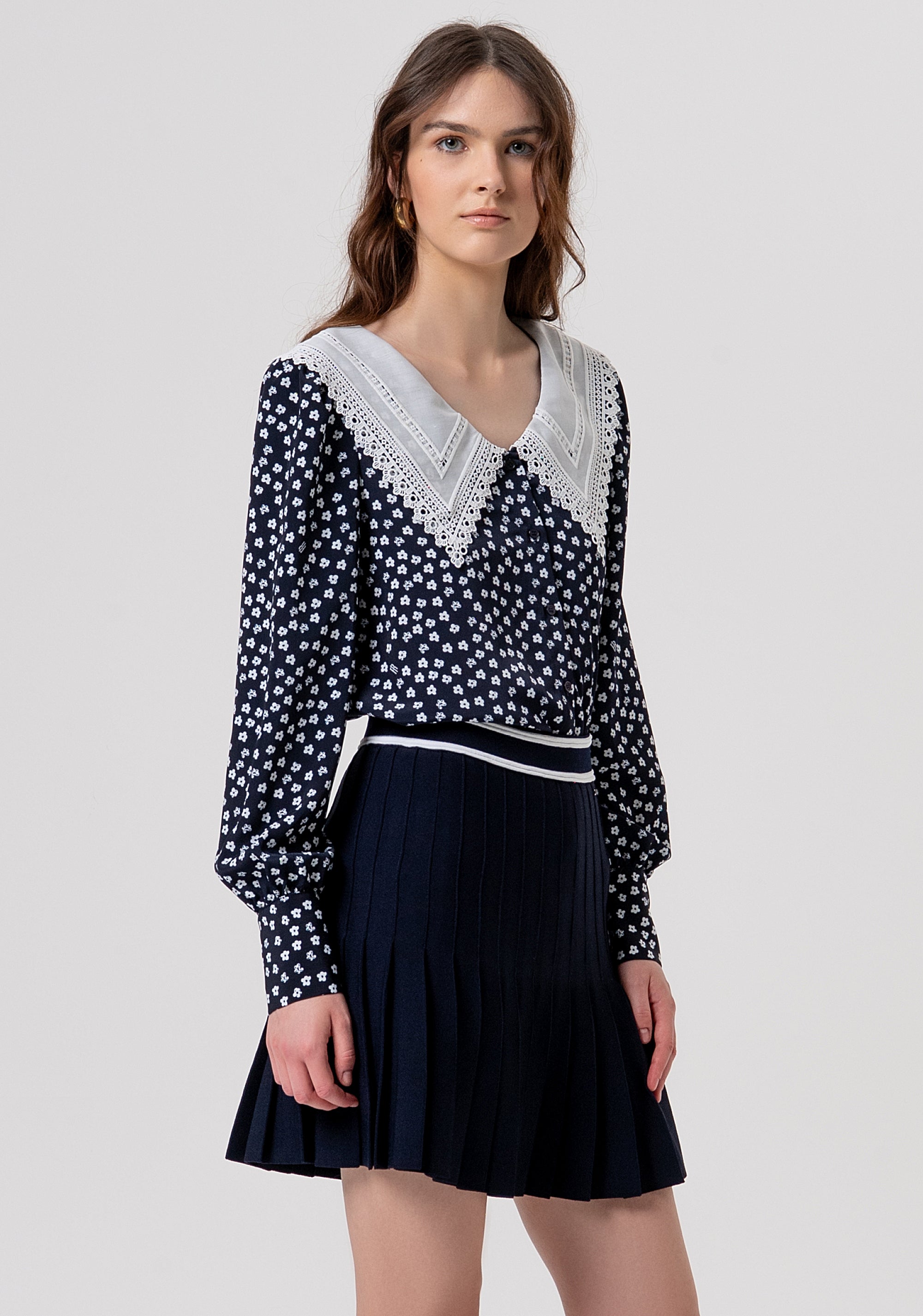 Gonna flare mini in maglia plissettata FR26SG4002K41601-968 Fracomina