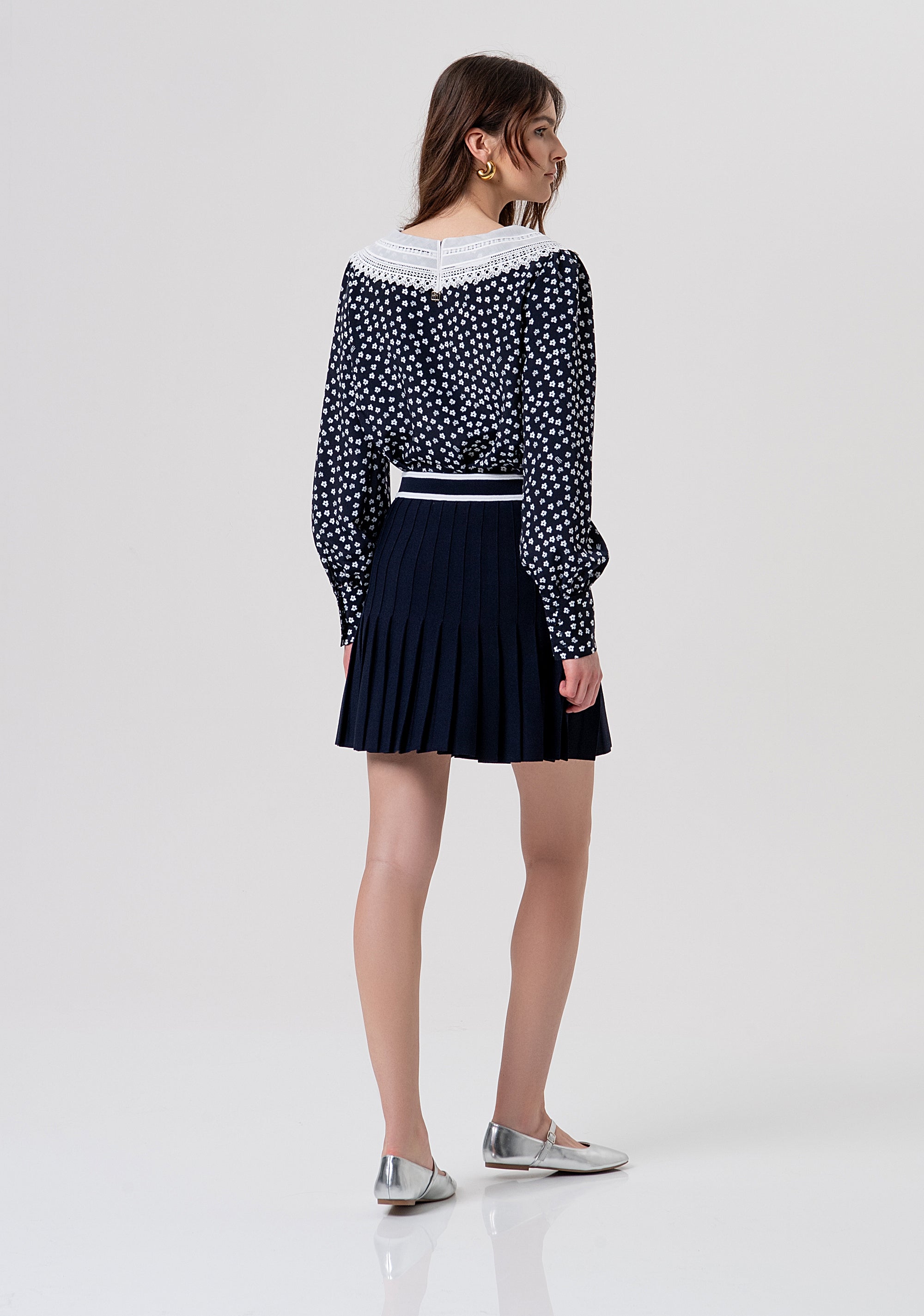 Gonna flare mini in maglia plissettata FR26SG4002K41601-968 Fracomina