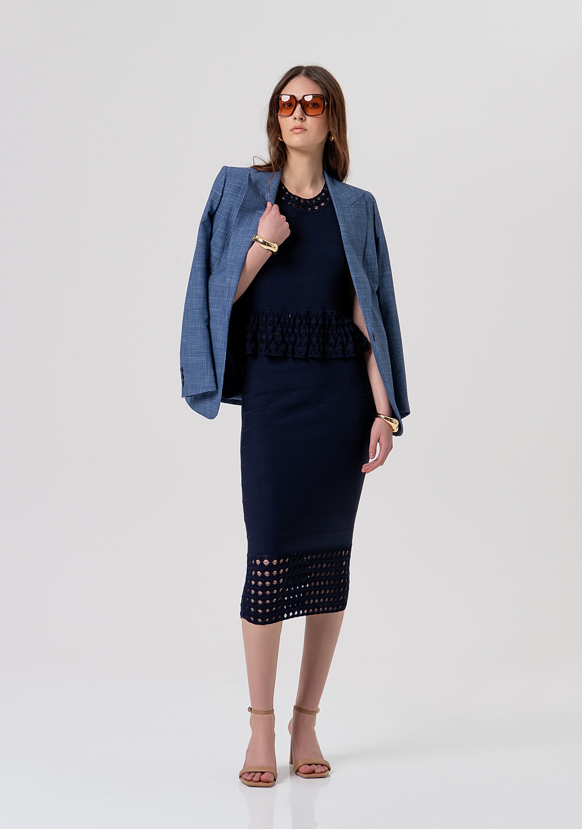 Gonna Longuette in Maglia con Fondo Traforato