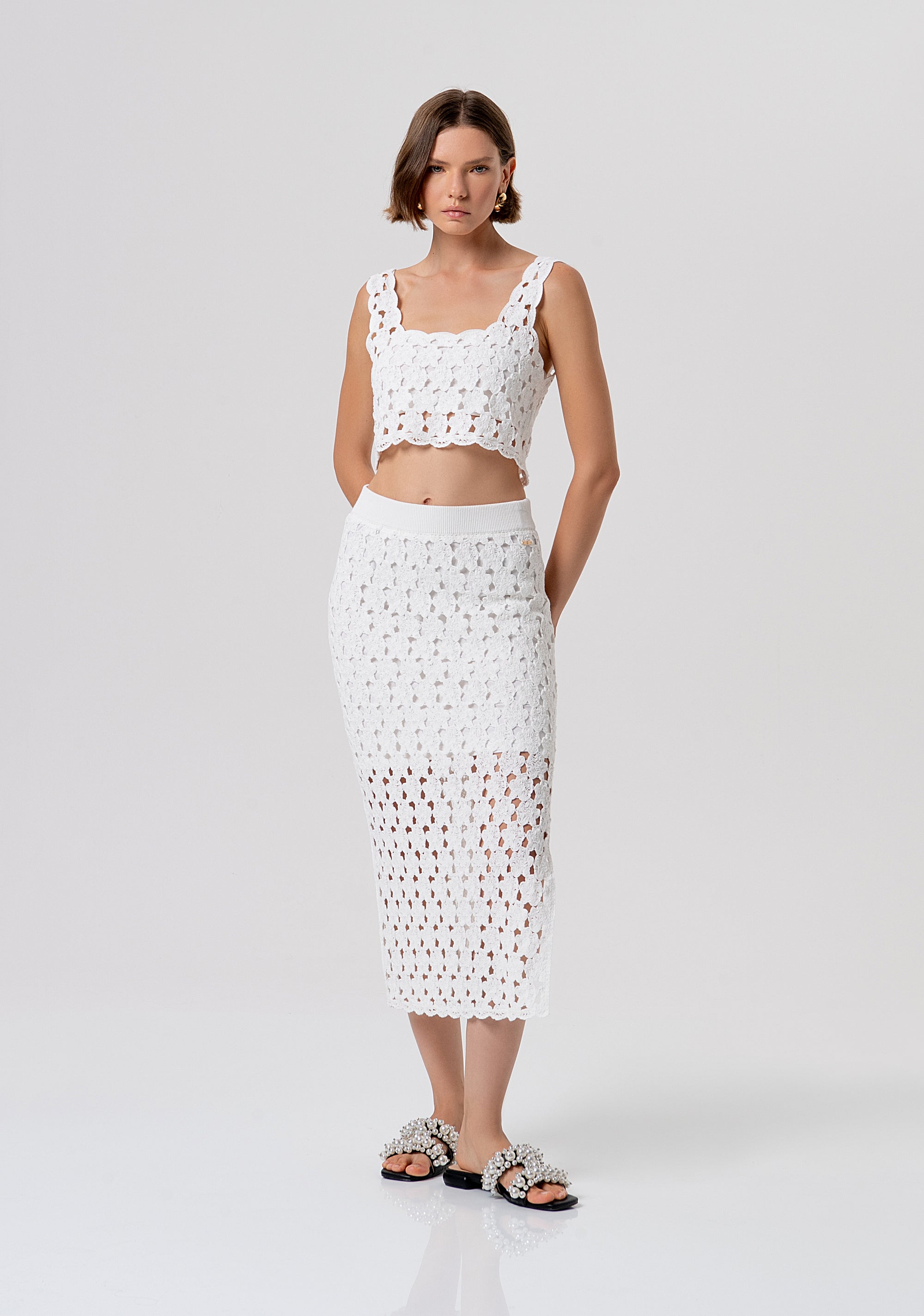 Gonna slim a tubino midi in maglia FR26SG4008K488R6-108 Fracomina