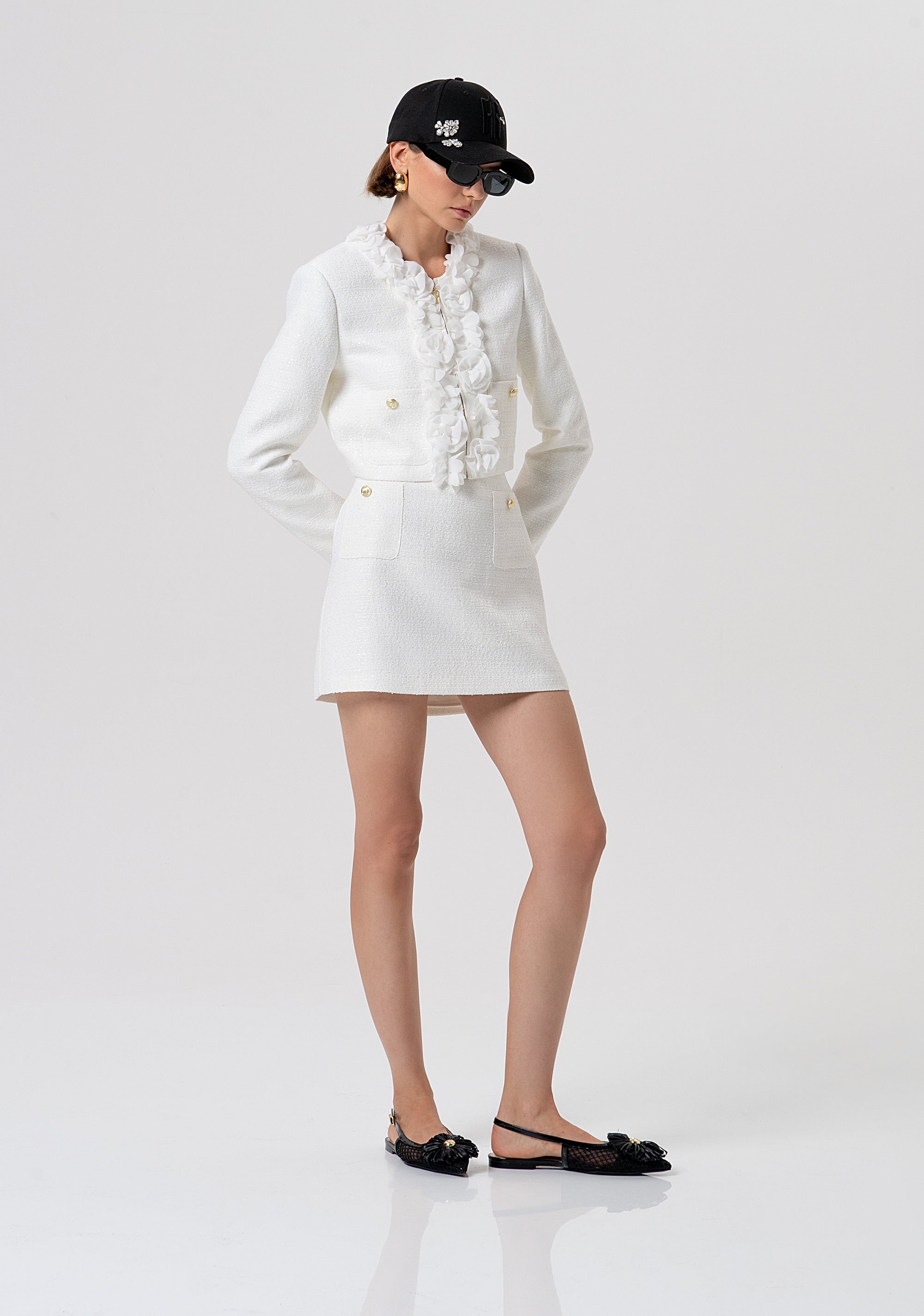 Giacca regular corta in tweed FR26SJ1005W83201-108 Fracomina