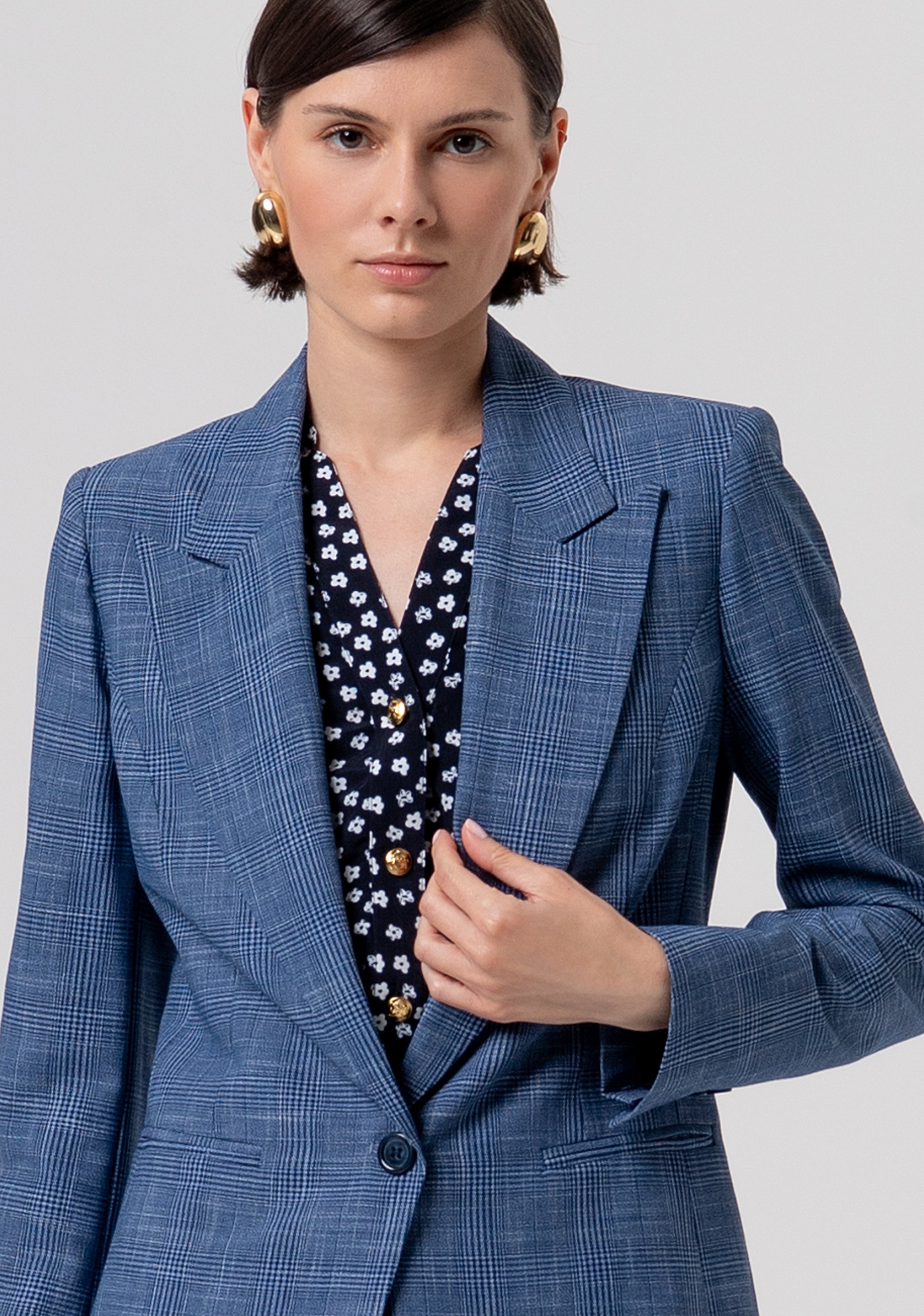 Blazer regular monopetto in fantasia Principe di Galles FR26SJ2001W645O2-166 Fracomina