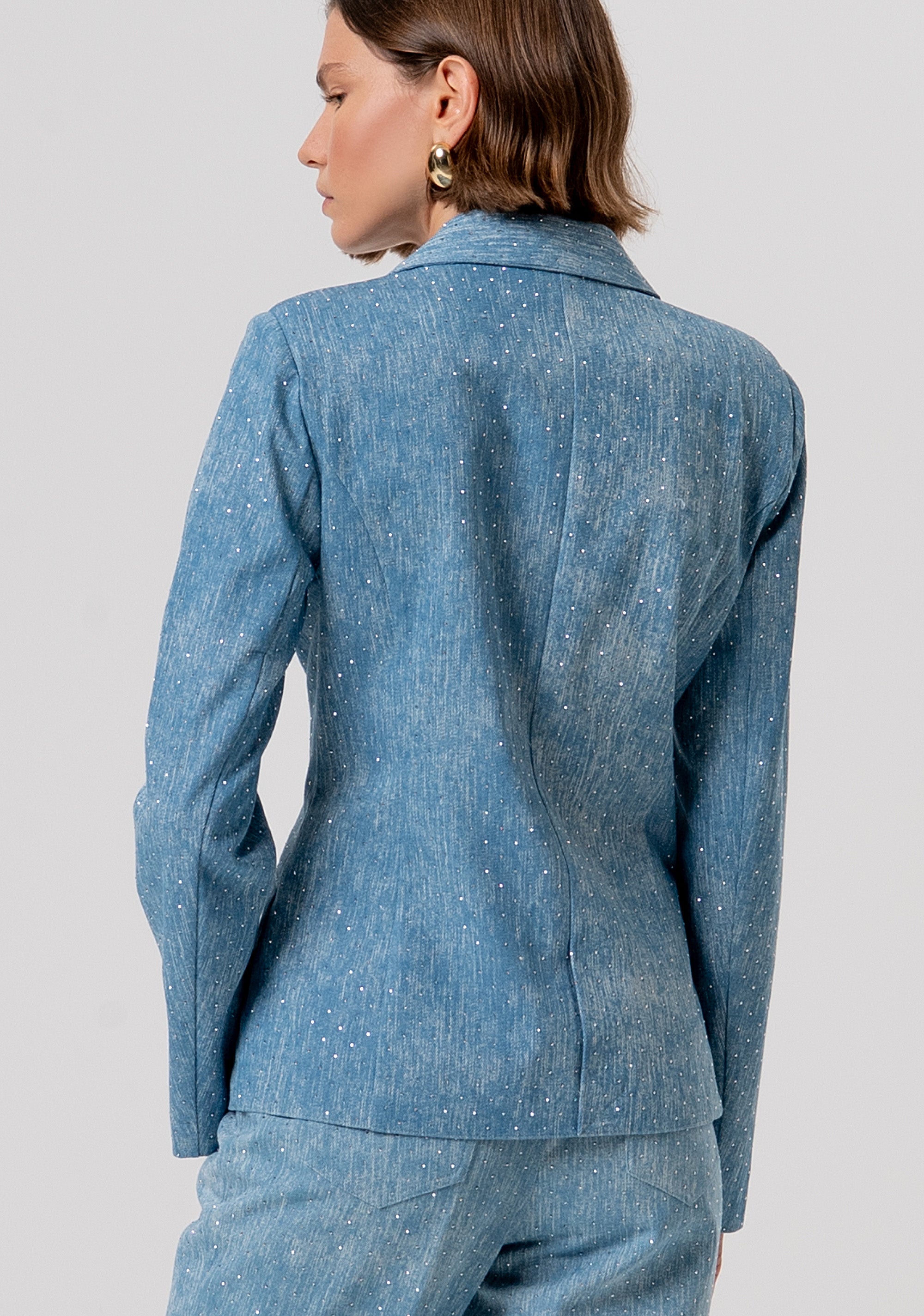 Blazer regular monopetto con strass