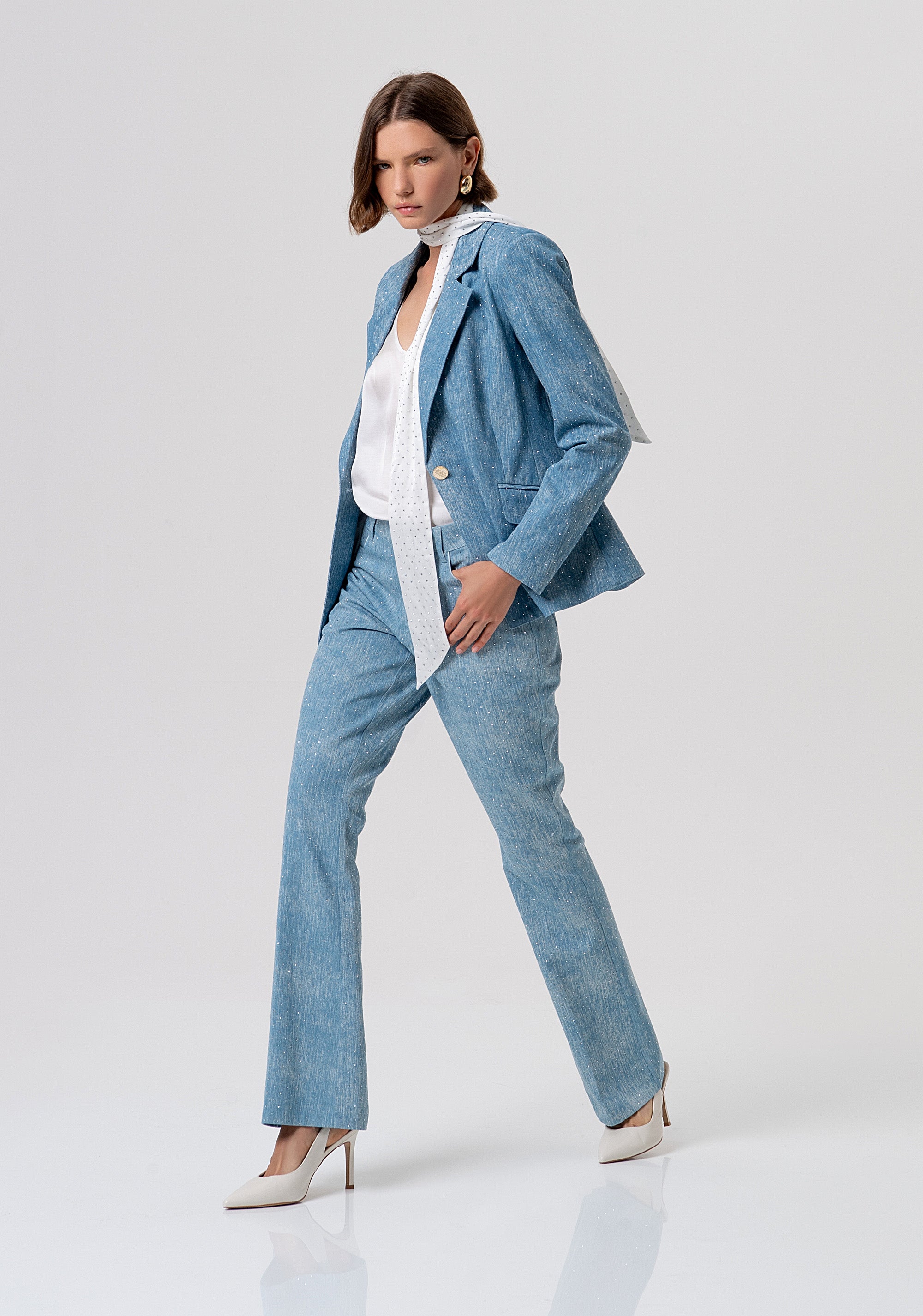 Blazer regular monopetto con strass