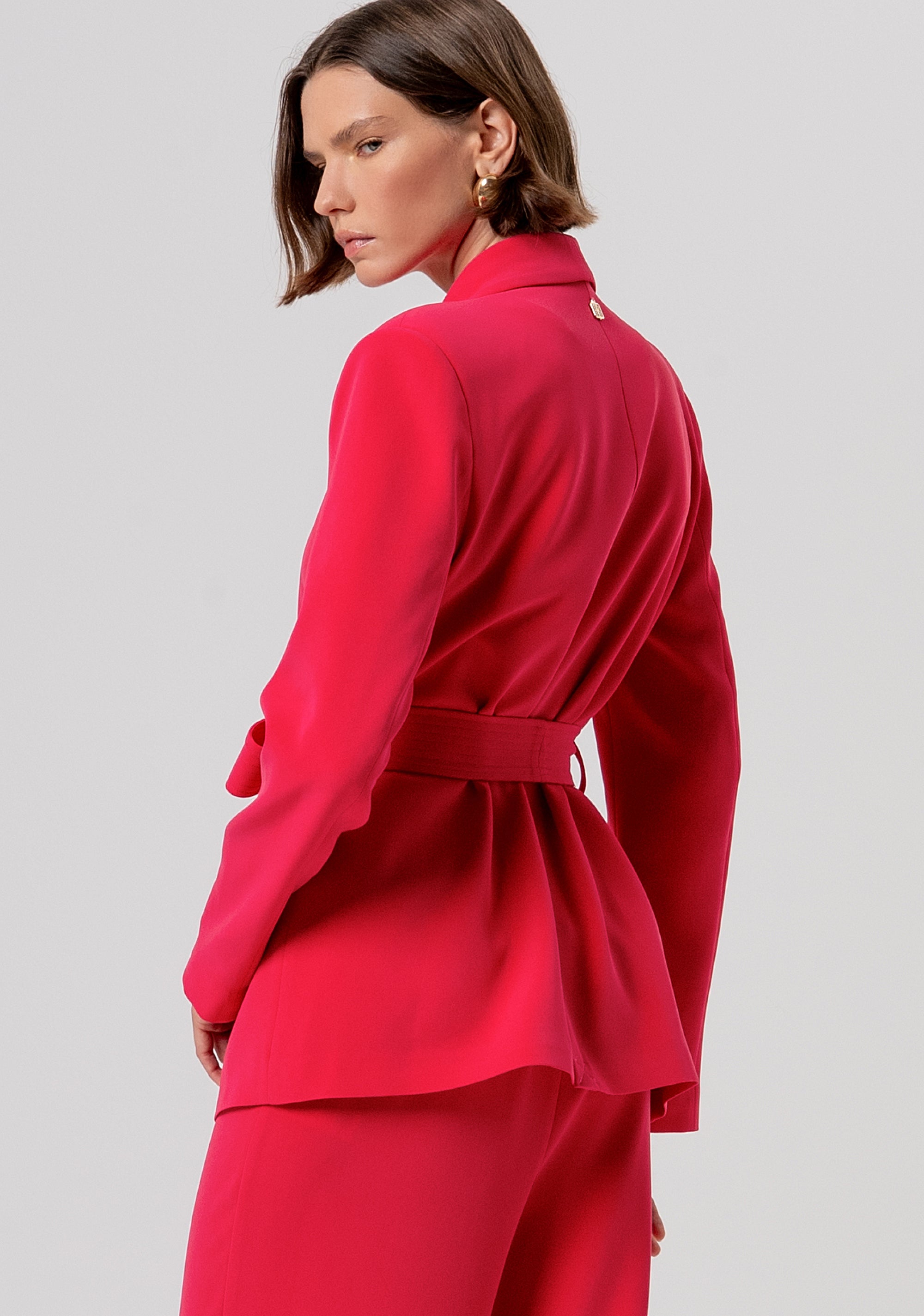 Blazer con Scollo a V e Dettagli a Volant