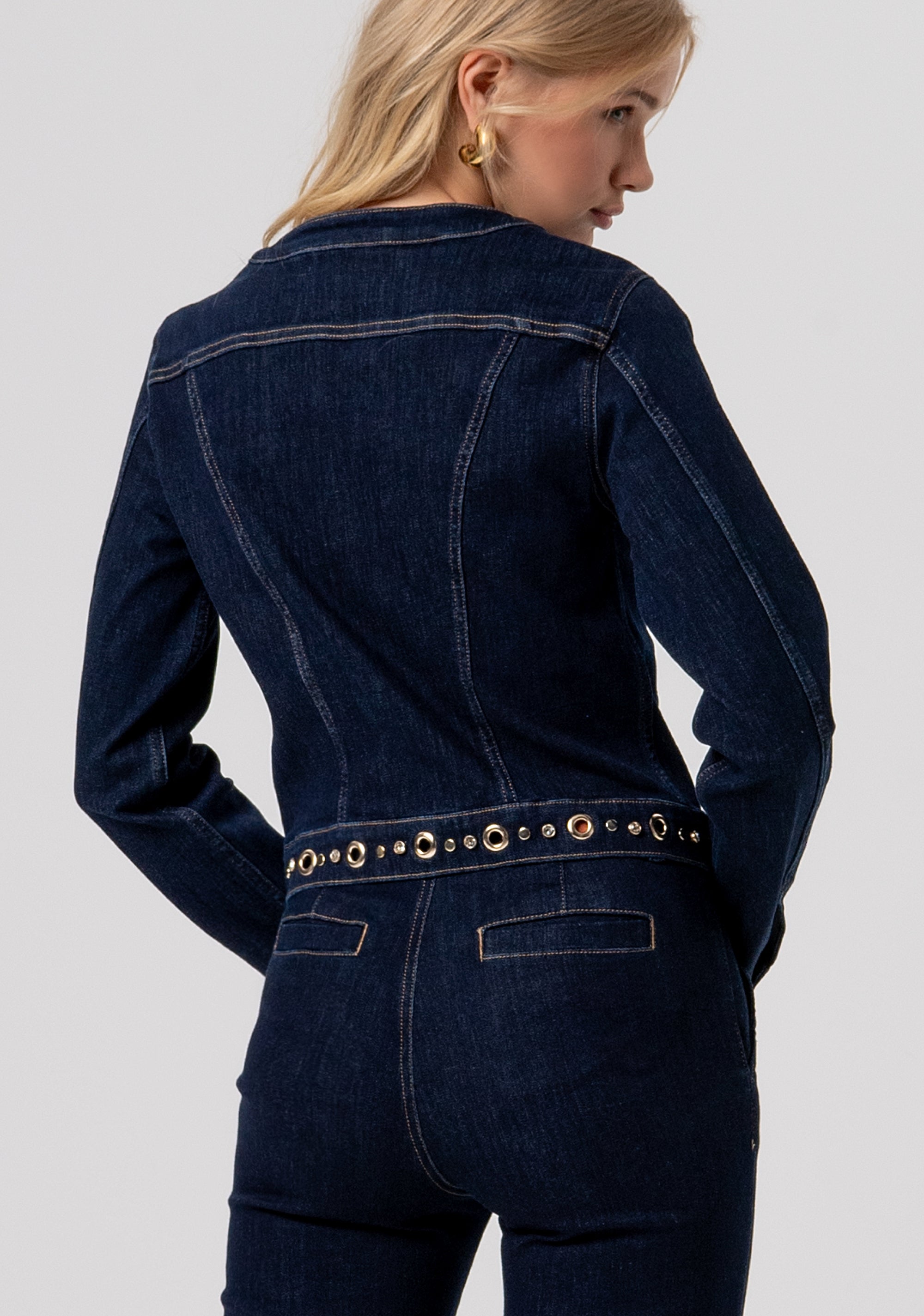 Giacca slim in denim con lavaggio raw FR26SJ4008D46493-L23 Fracomina