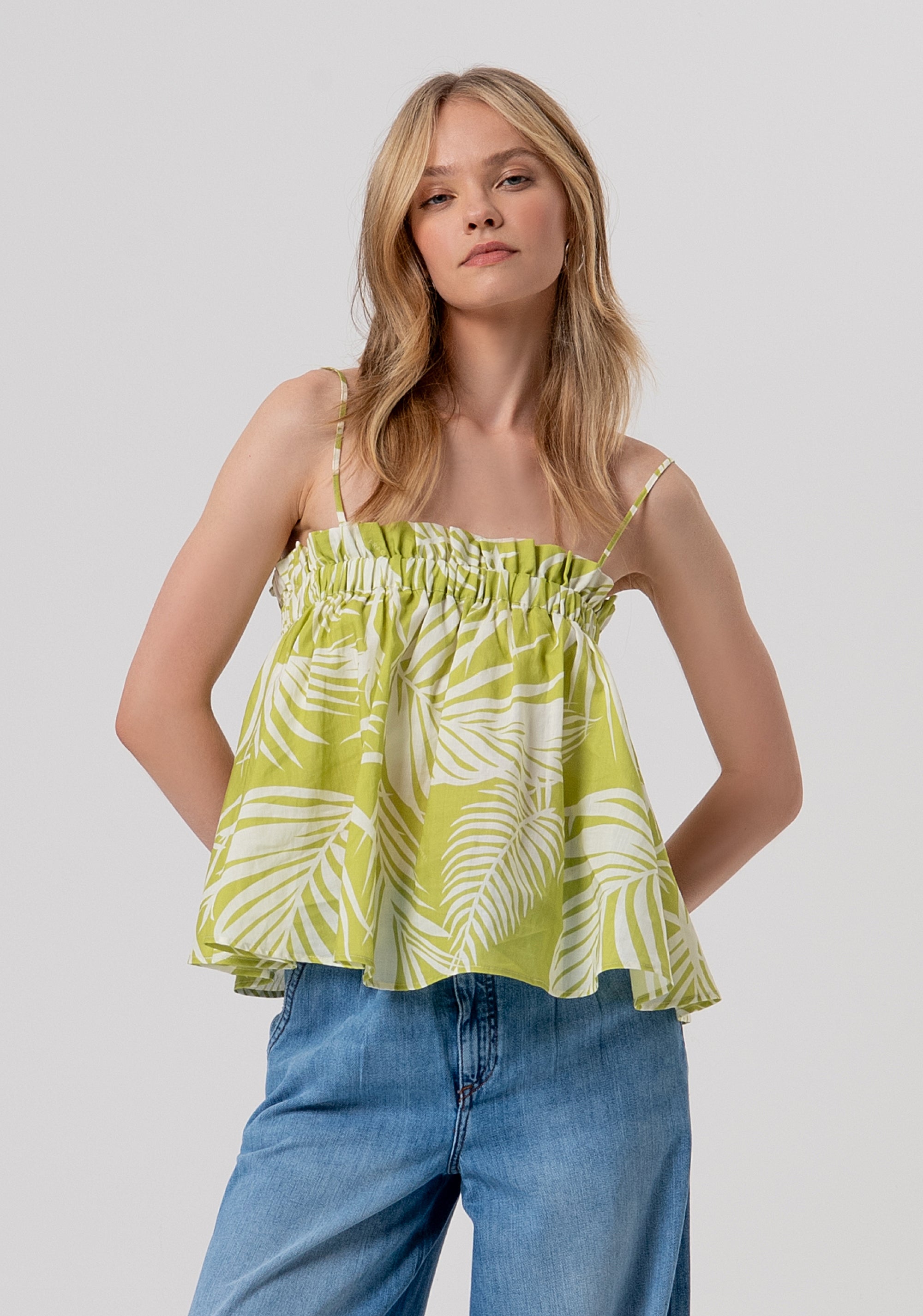 Top linea ad A con fantasia foglie FR26ST2007W835R8-M36 Fracomina