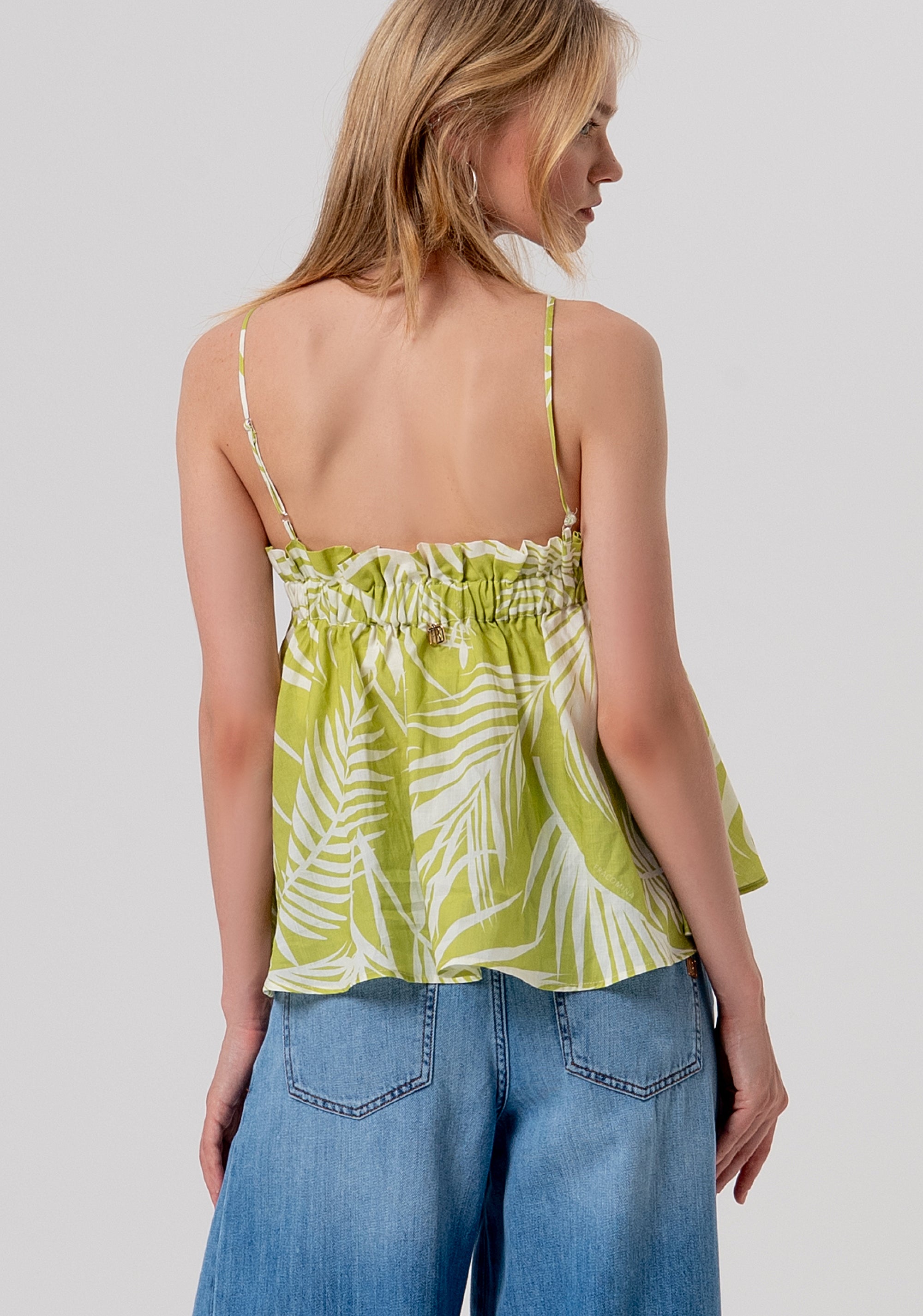 Top linea ad A con fantasia foglie FR26ST2007W835R8-M36 Fracomina