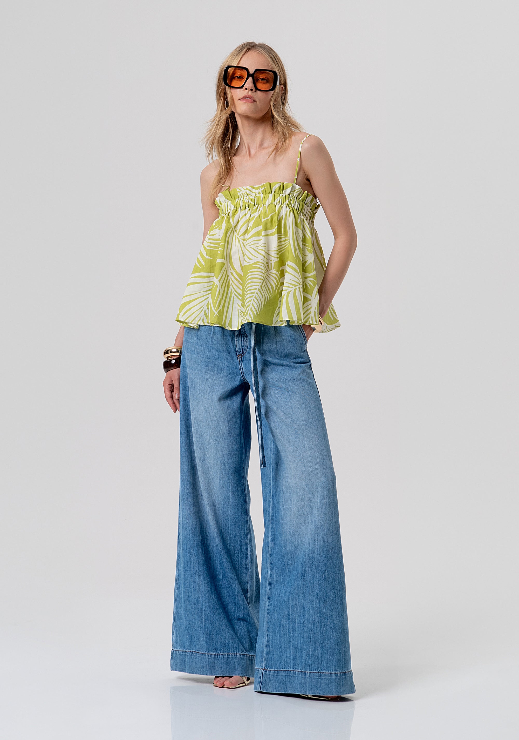 Top linea ad A con fantasia foglie FR26ST2007W835R8-M36 Fracomina