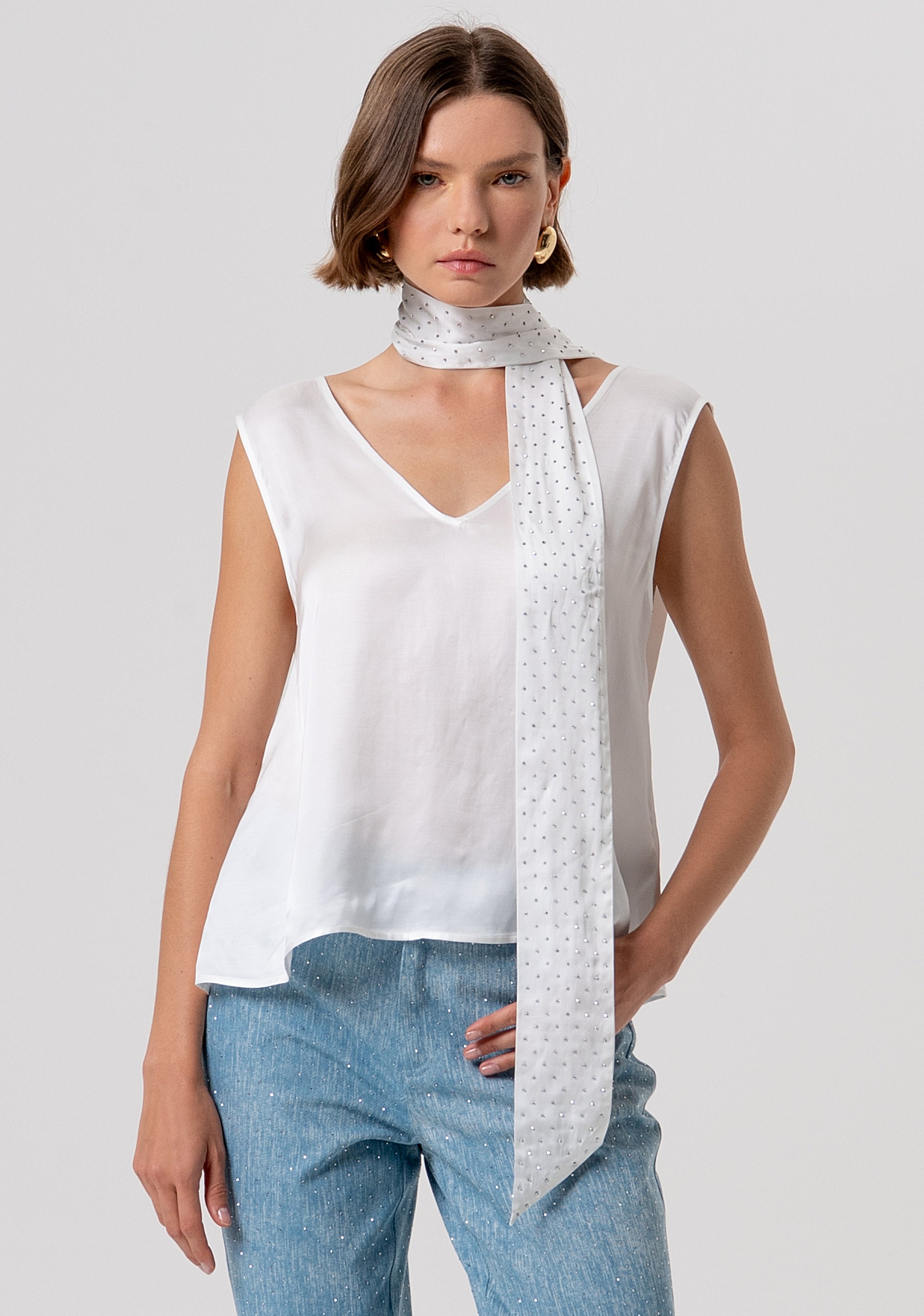 Top senza maniche in raso FR26ST2016W58401-278 Fracomina