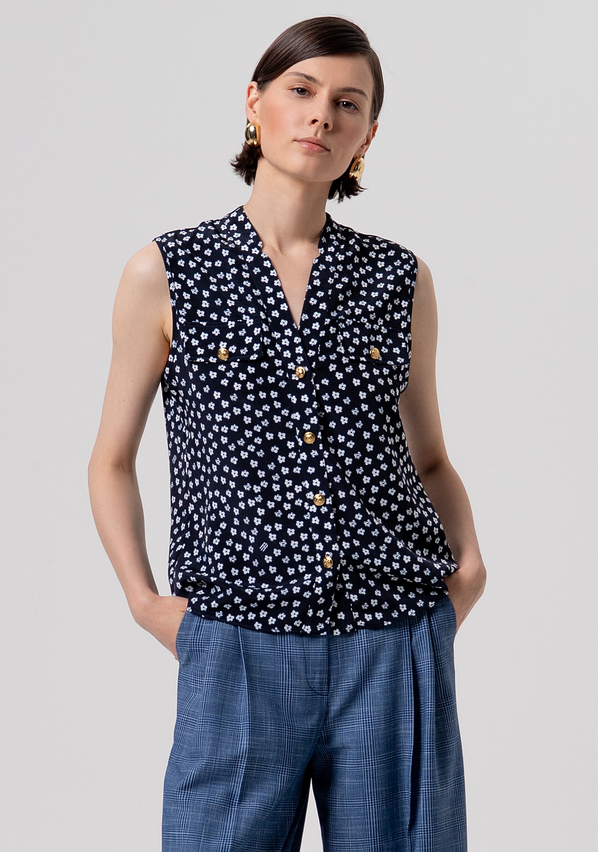 Blusa senza maniche in fantasia floreale FR26ST2025W411T8-270 Fracomina