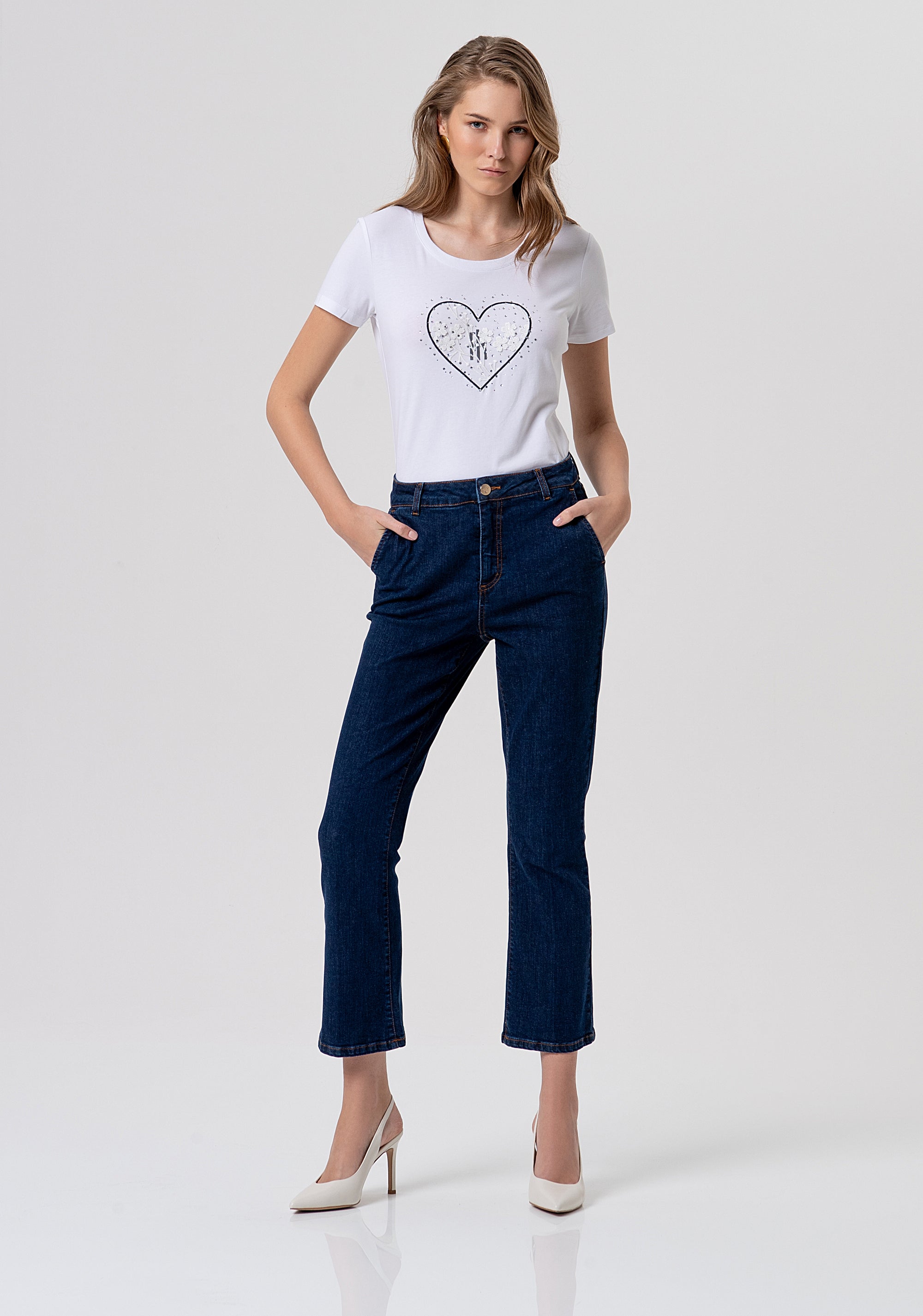 T-shirt slim in jersey di cotone FR26ST3002J401N5-278 Fracomina