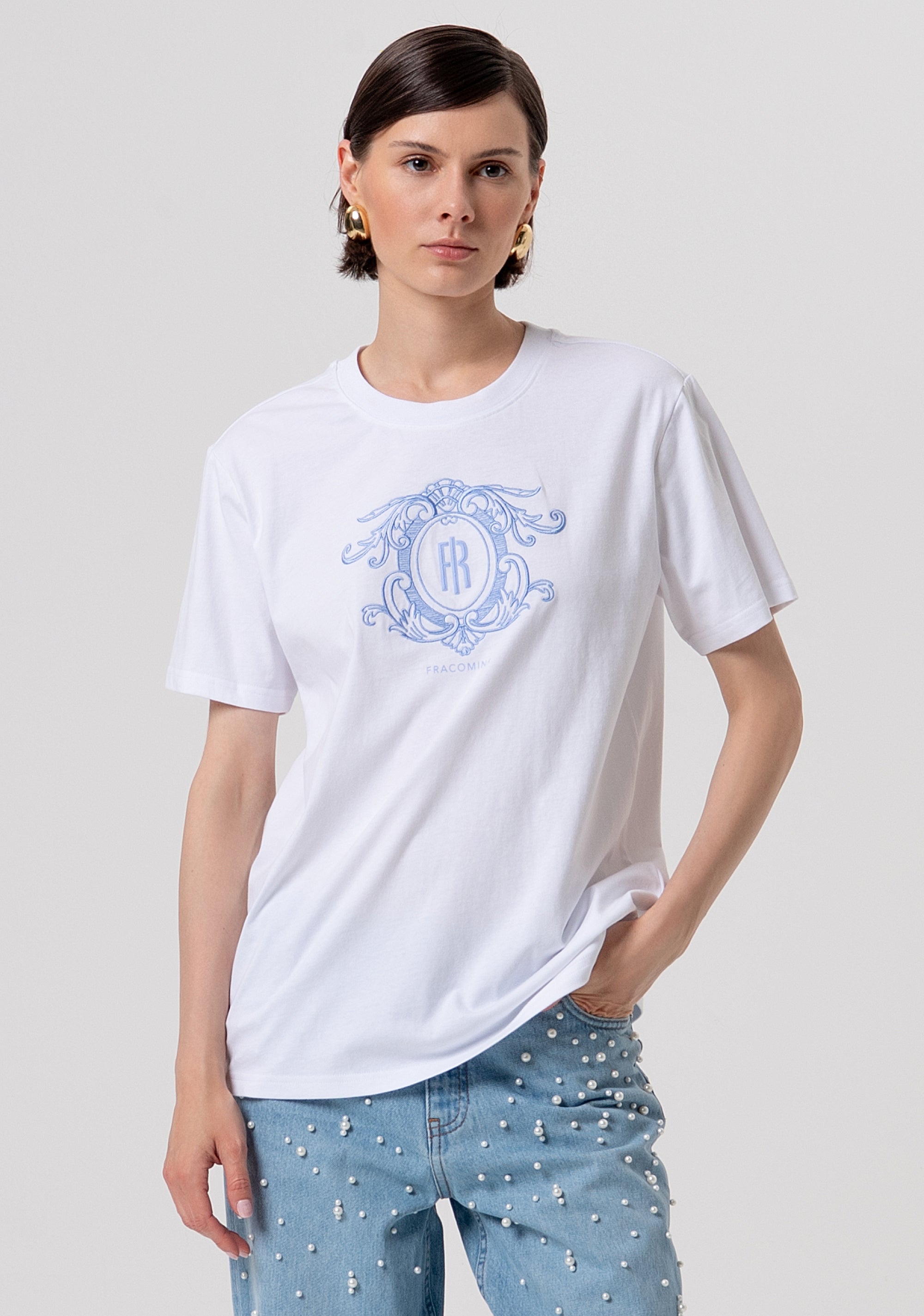 T-shirt over in jersey di cotone FR26ST3008J40001-278 Fracomina
