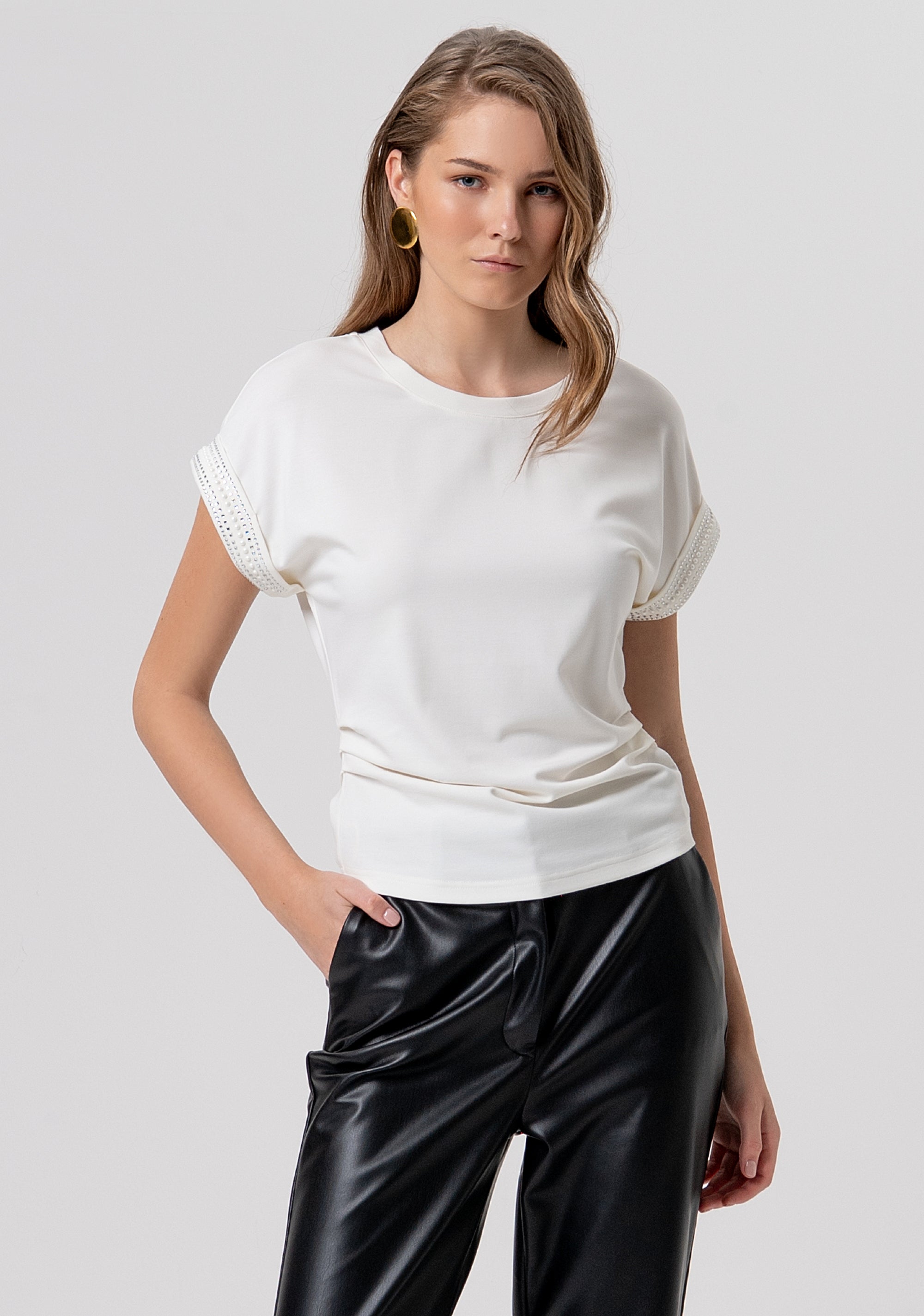 Top regular con applicazioni luminose FR26ST3017J49201-108 Fracomina