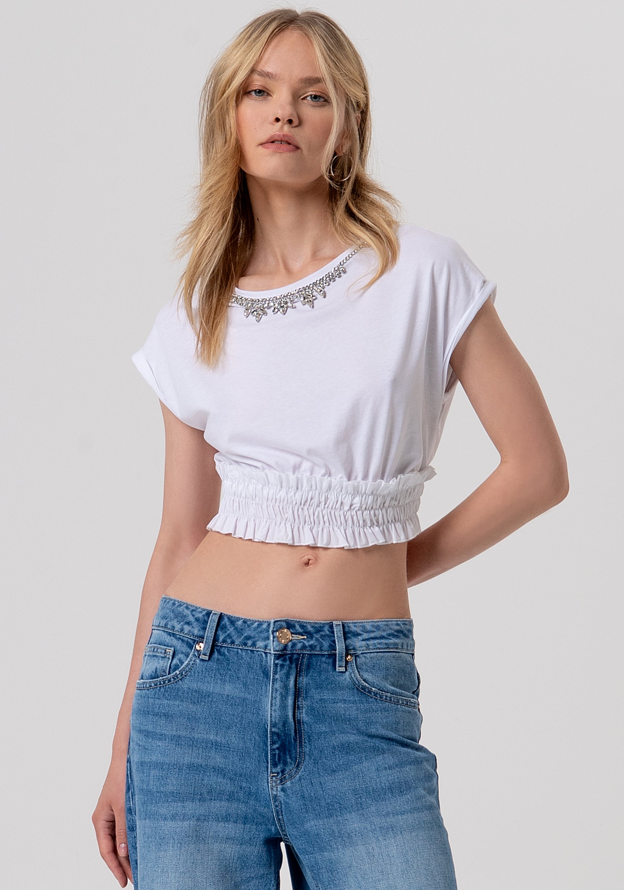 T-shirt cropped in jersey FR26ST3037J40001-278 Fracomina