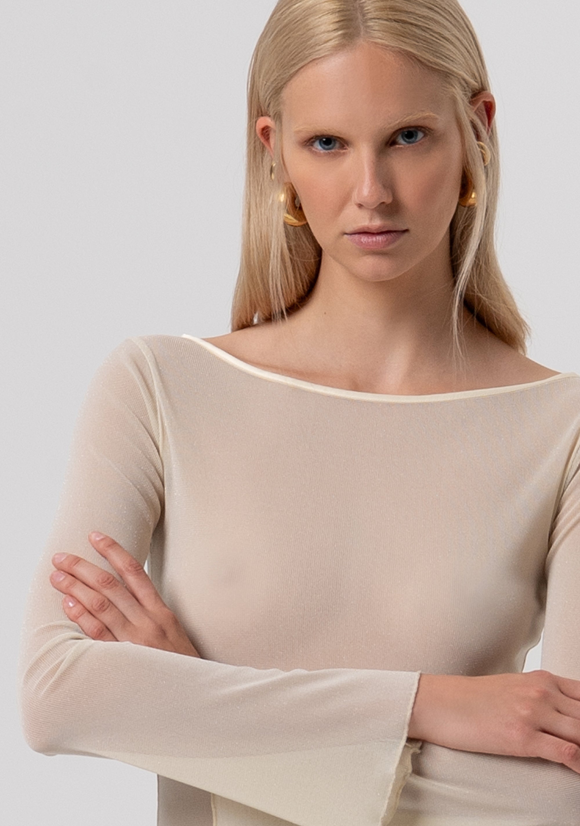 T-shirt slim in tulle FR26ST3042J48101-U01 Fracomina