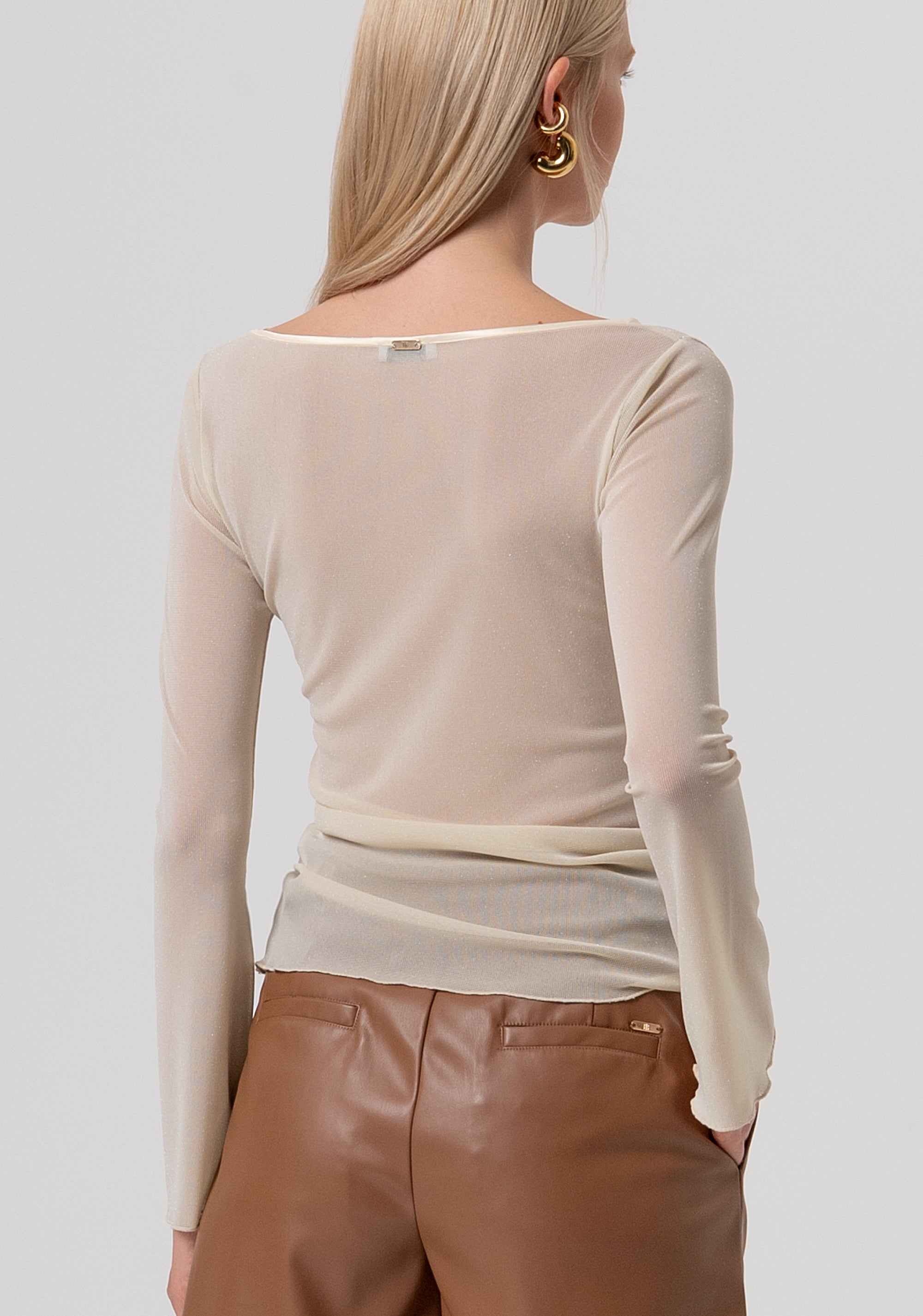 T-shirt slim in tulle FR26ST3042J48101-U01 Fracomina