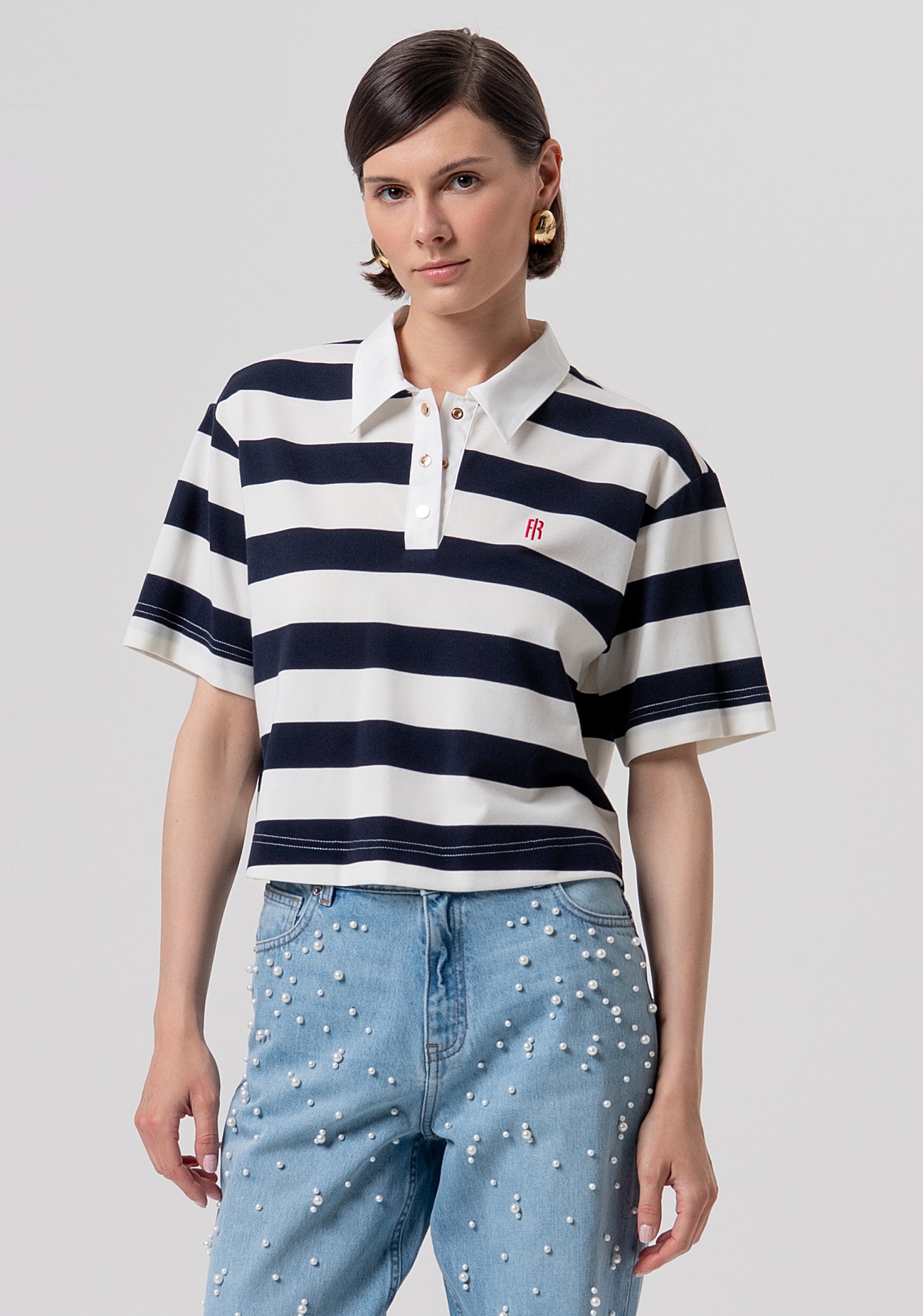 Polo over a righe FR26ST3044J491V9-957 Fracomina