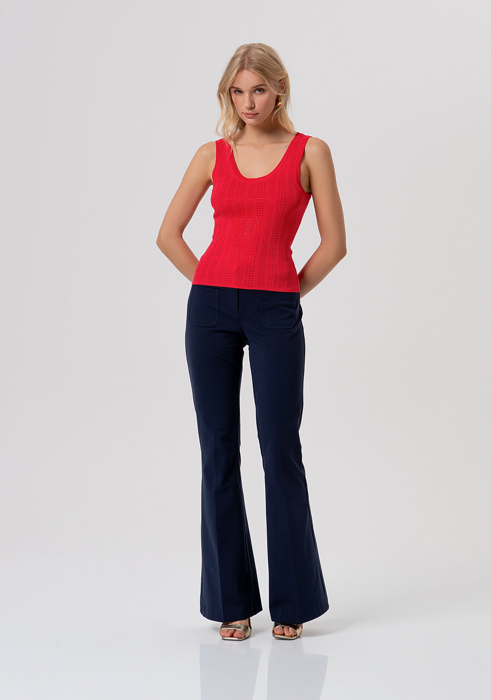 Top slim senza maniche in maglia FR26ST4005K524R9-101 Fracomina