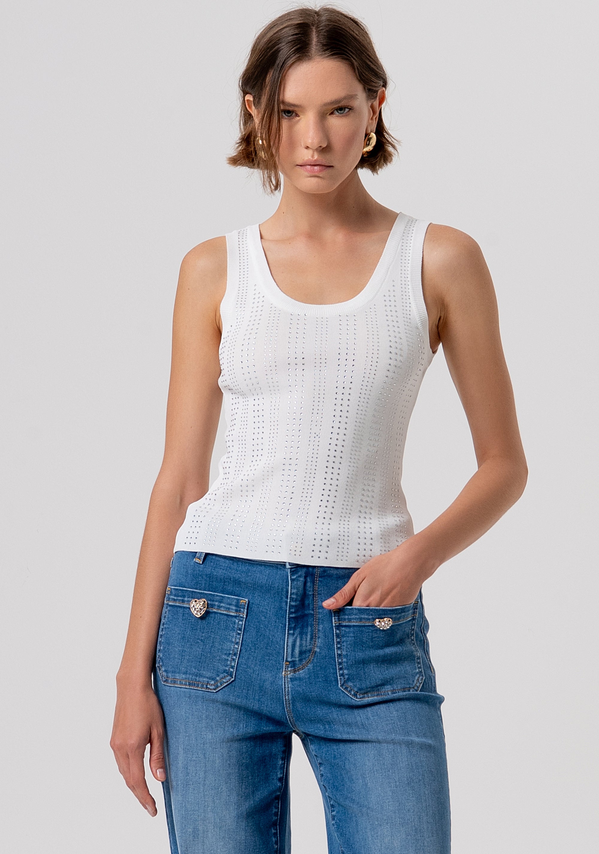 Top slim senza maniche in maglia FR26ST4005K524R9-108 Fracomina