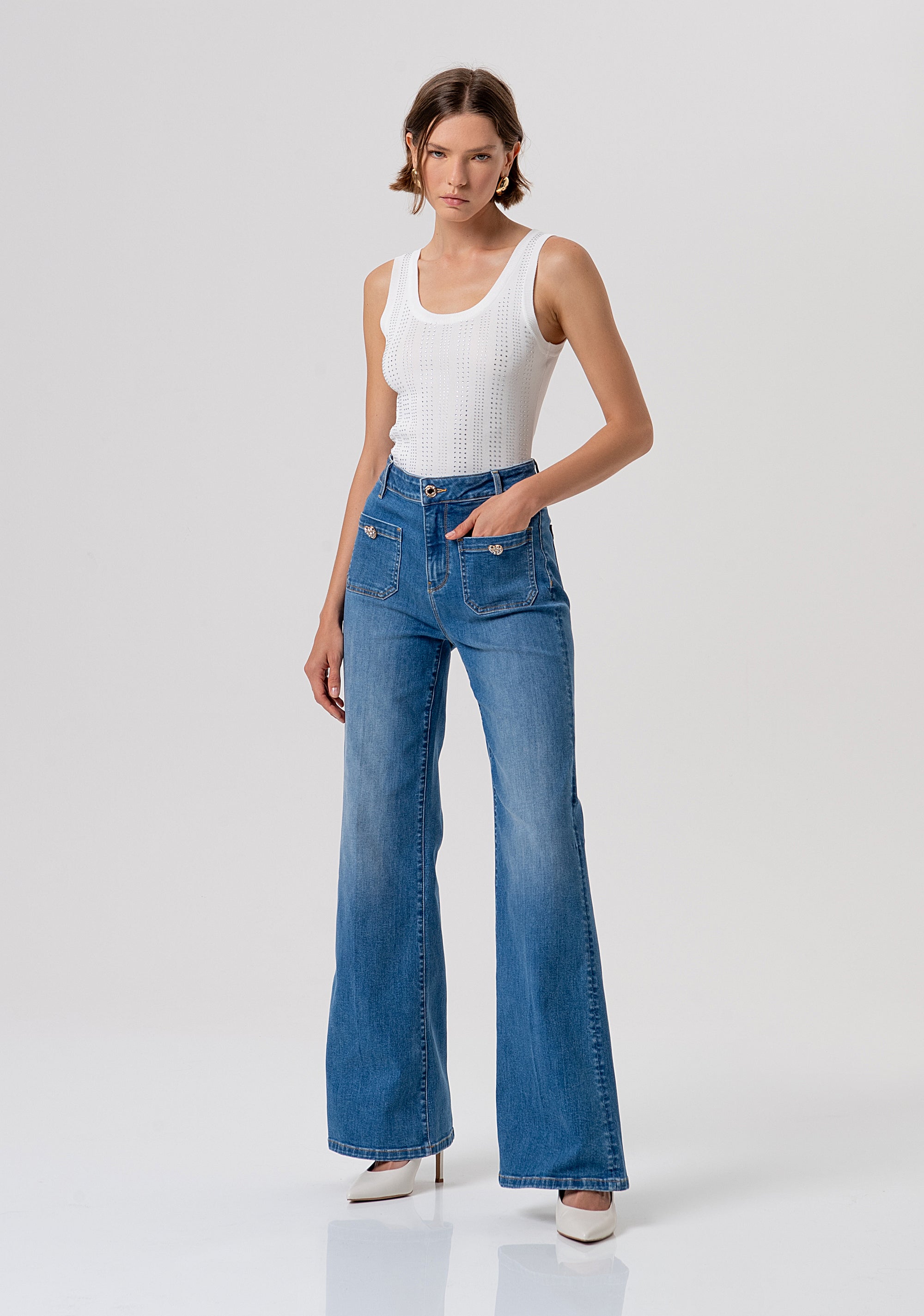 Top slim senza maniche in maglia FR26ST4005K524R9-108 Fracomina