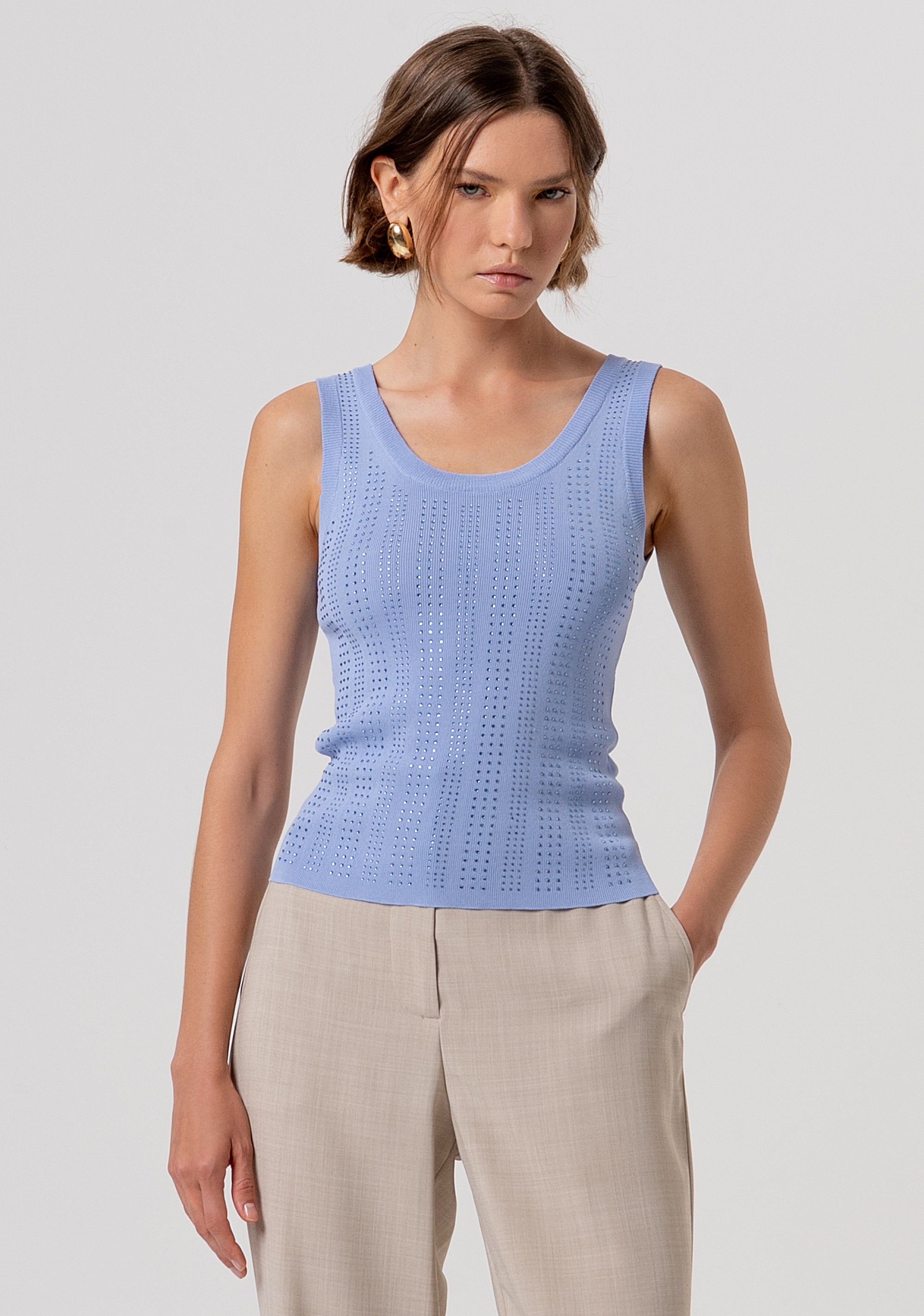 Top slim senza maniche in maglia FR26ST4005K524R9-175 Fracomina