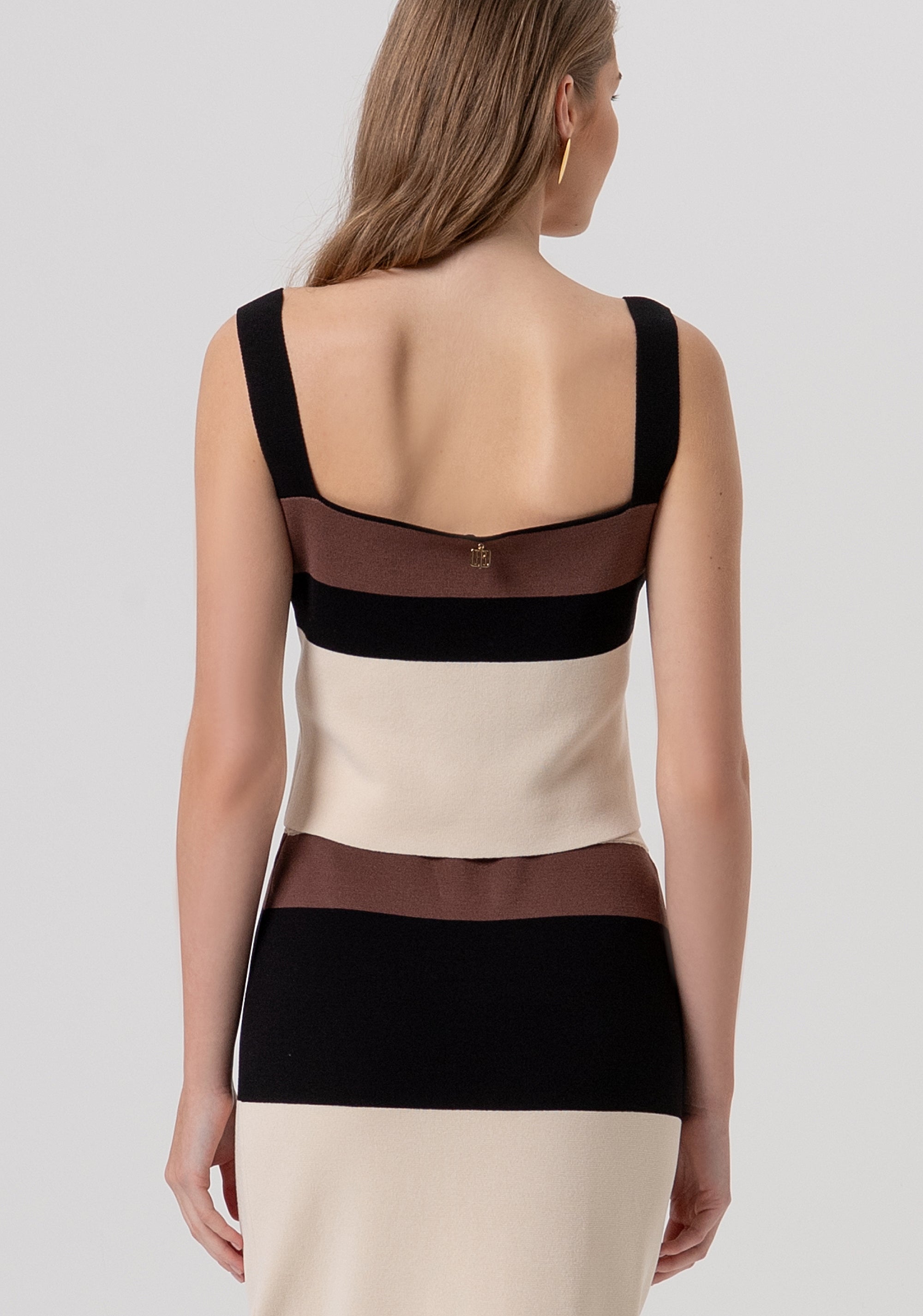 Top cropped senza maniche a righe FR26ST4012K418N8-210 Fracomina