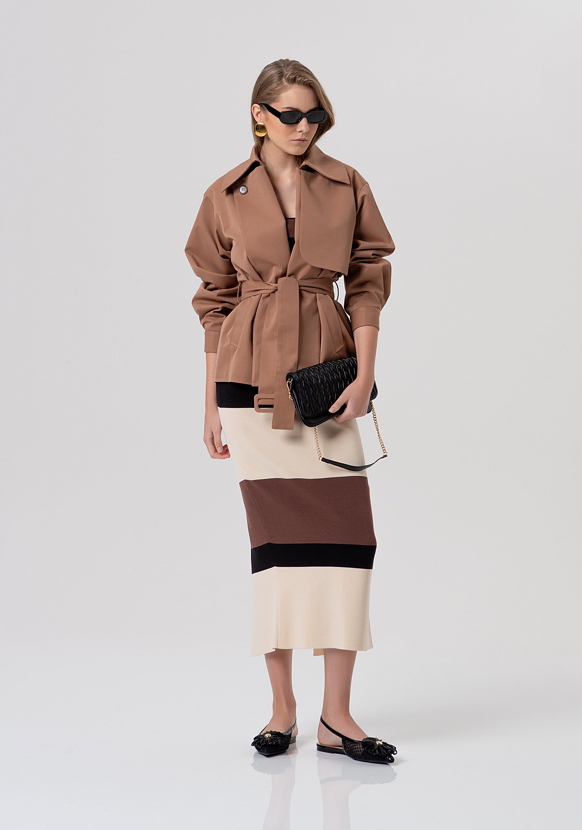 Top cropped senza maniche a righe FR26ST4012K418N8-210 Fracomina