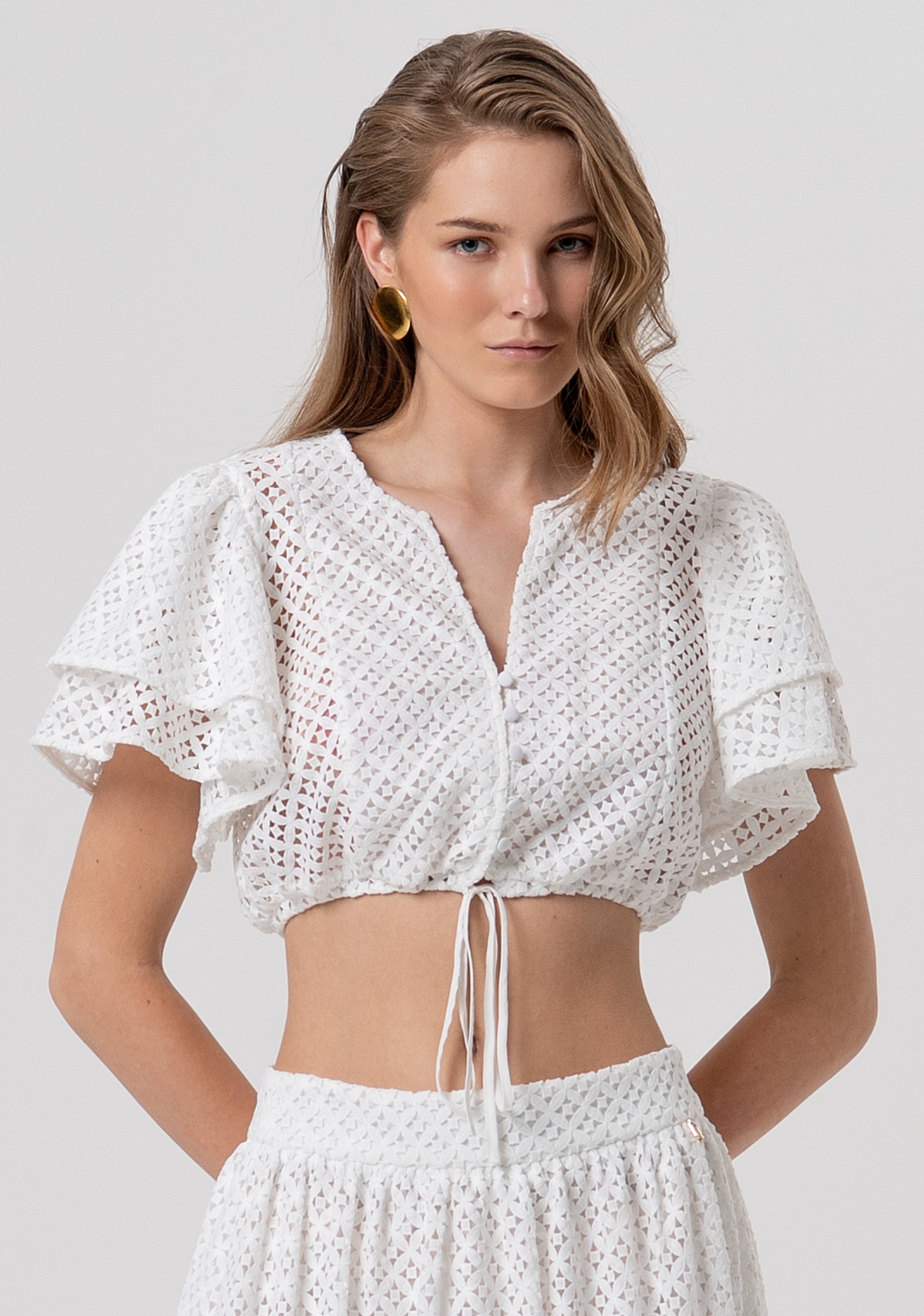 Top cropped in pizzo FR26ST6017W62501-108 Fracomina