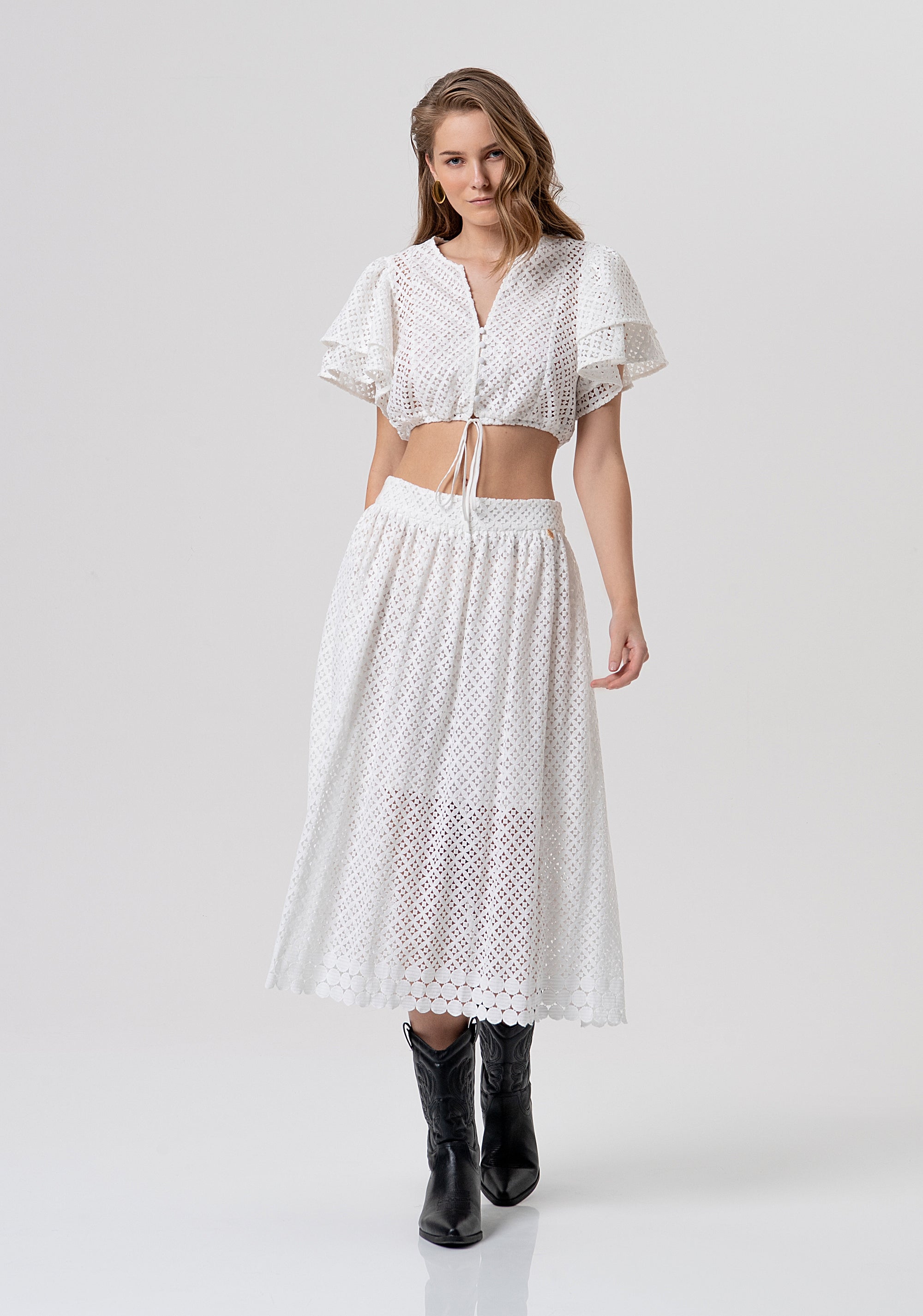 Top cropped in pizzo FR26ST6017W62501-108 Fracomina