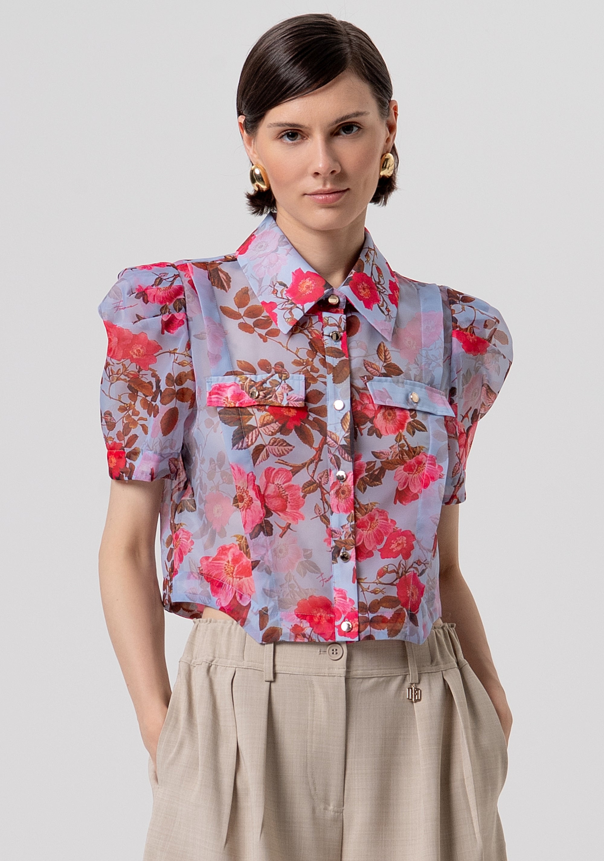 Camicia cropped in fantasia floreale FR26ST6028W775R8-M27 Fracomina