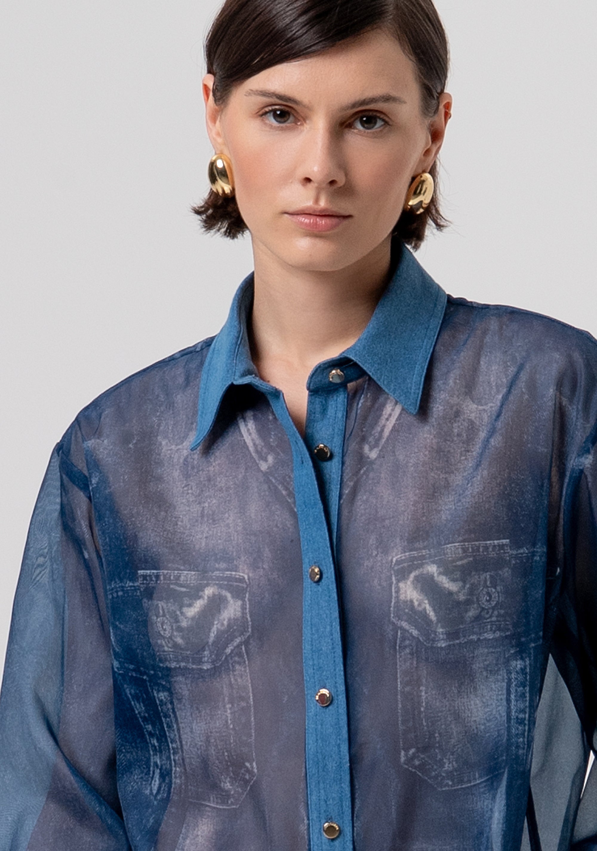 Camicia regular in organza stampata FR26ST6032W421R8-166 Fracomina