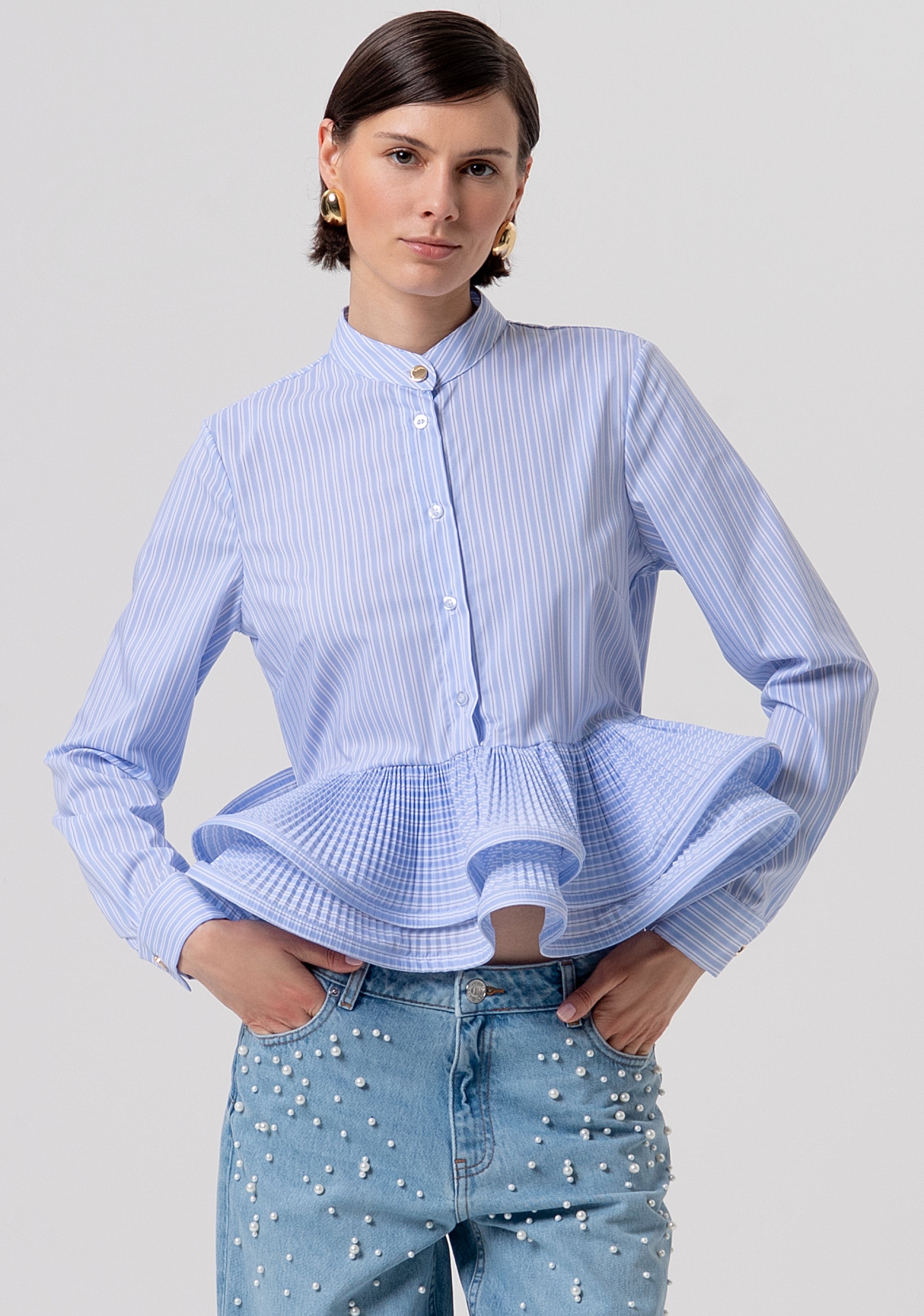 Camicia regular in popeline a righe FR26ST6038W697N8-I24 Fracomina