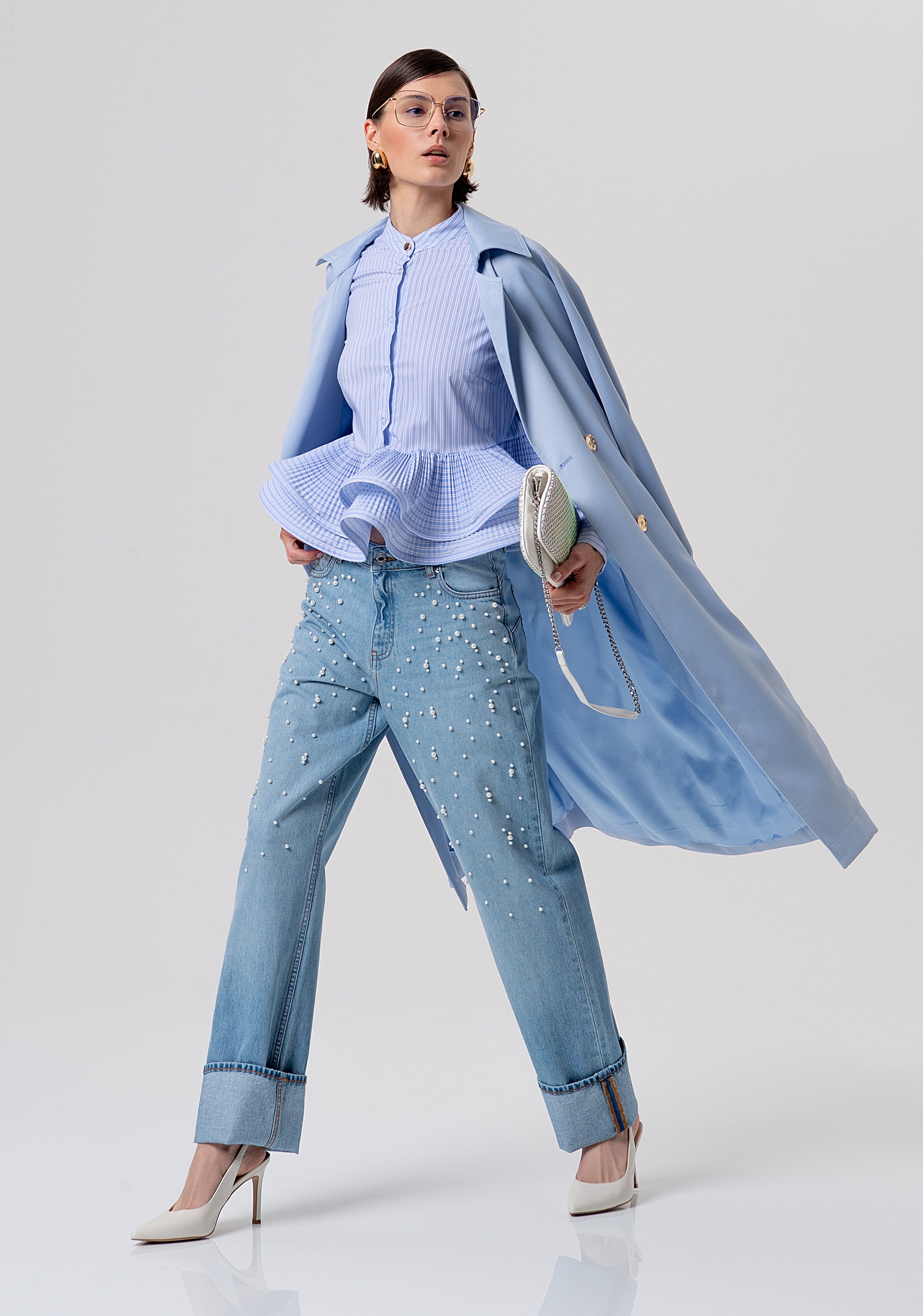 Camicia regular in popeline a righe FR26ST6038W697N8-I24 Fracomina