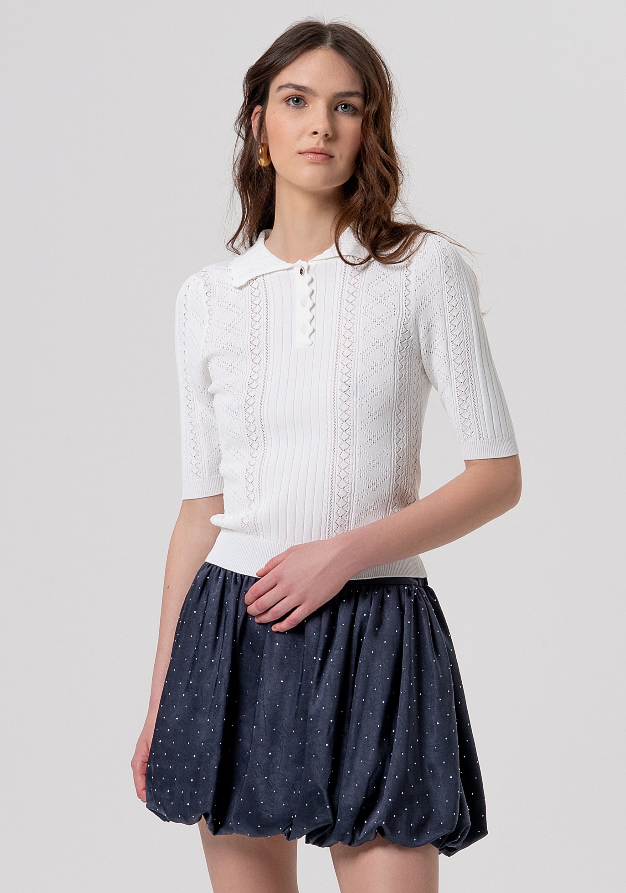 Polo slim in maglia con trafori FR26ST7013K41601-108 Fracomina